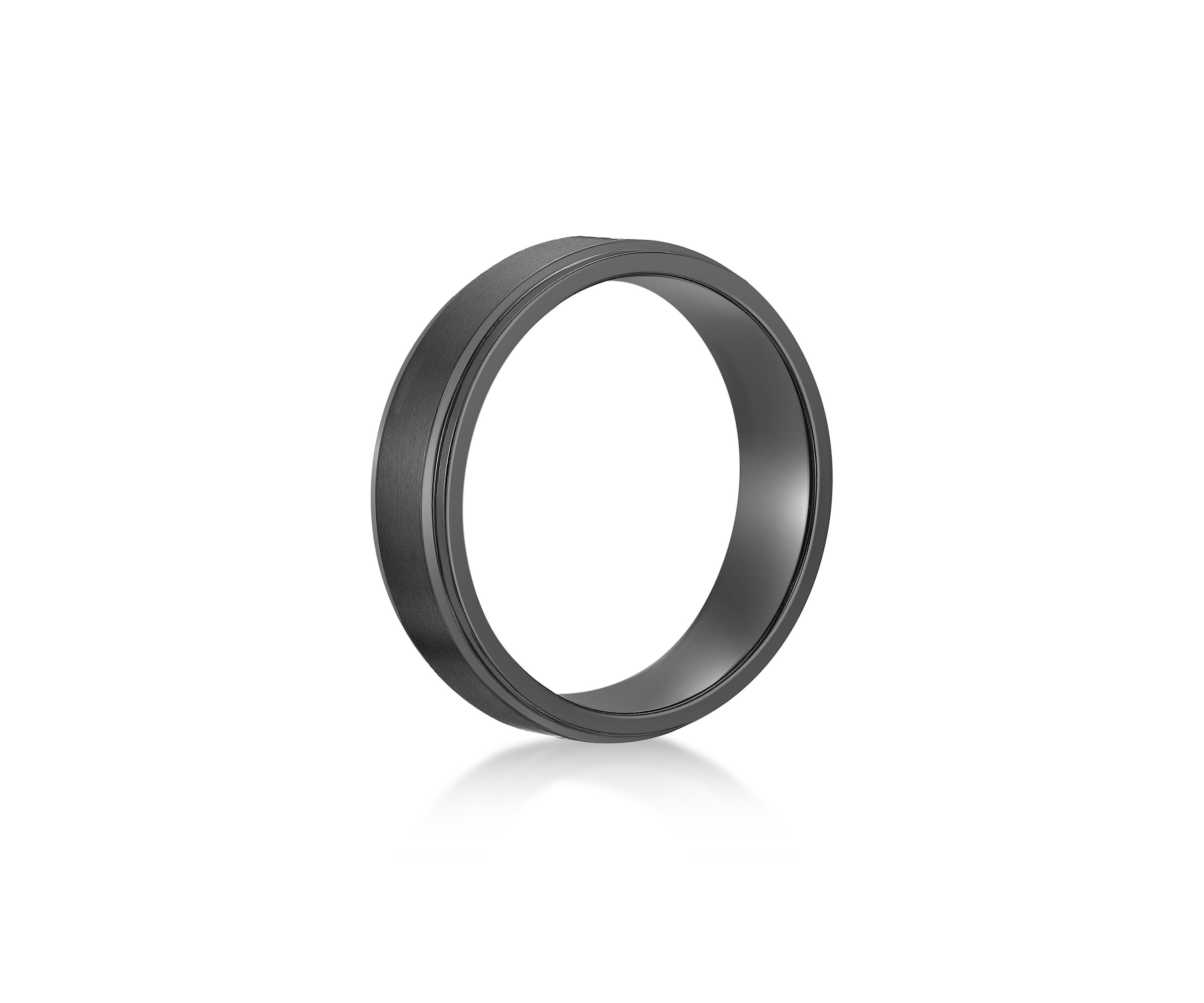 Black Zirconium Flat Edge Ring - 6 MM