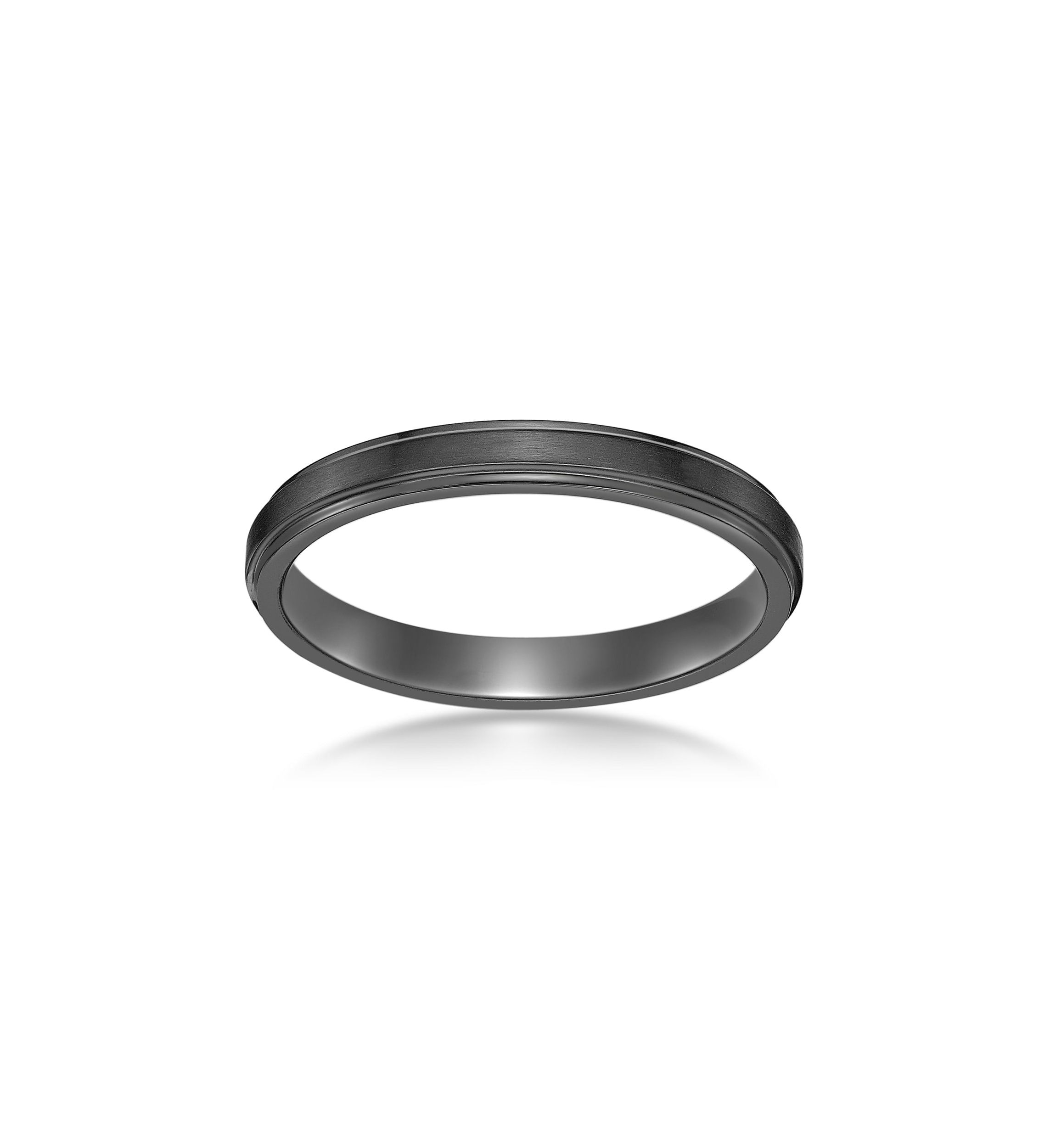 Black Zirconium Flat Edge Ring - 3MM