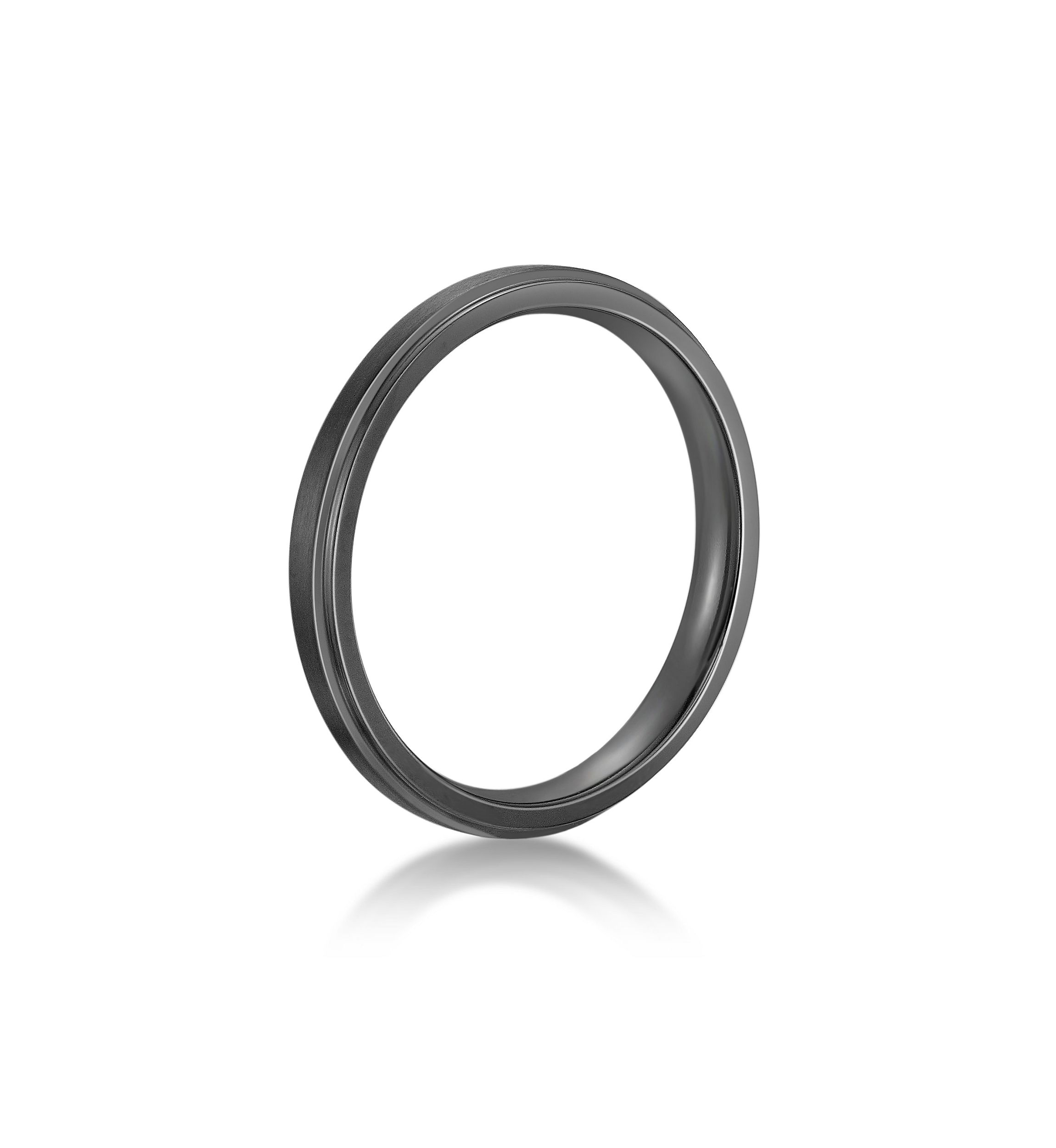 Black Zirconium Flat Edge Ring - 3MM