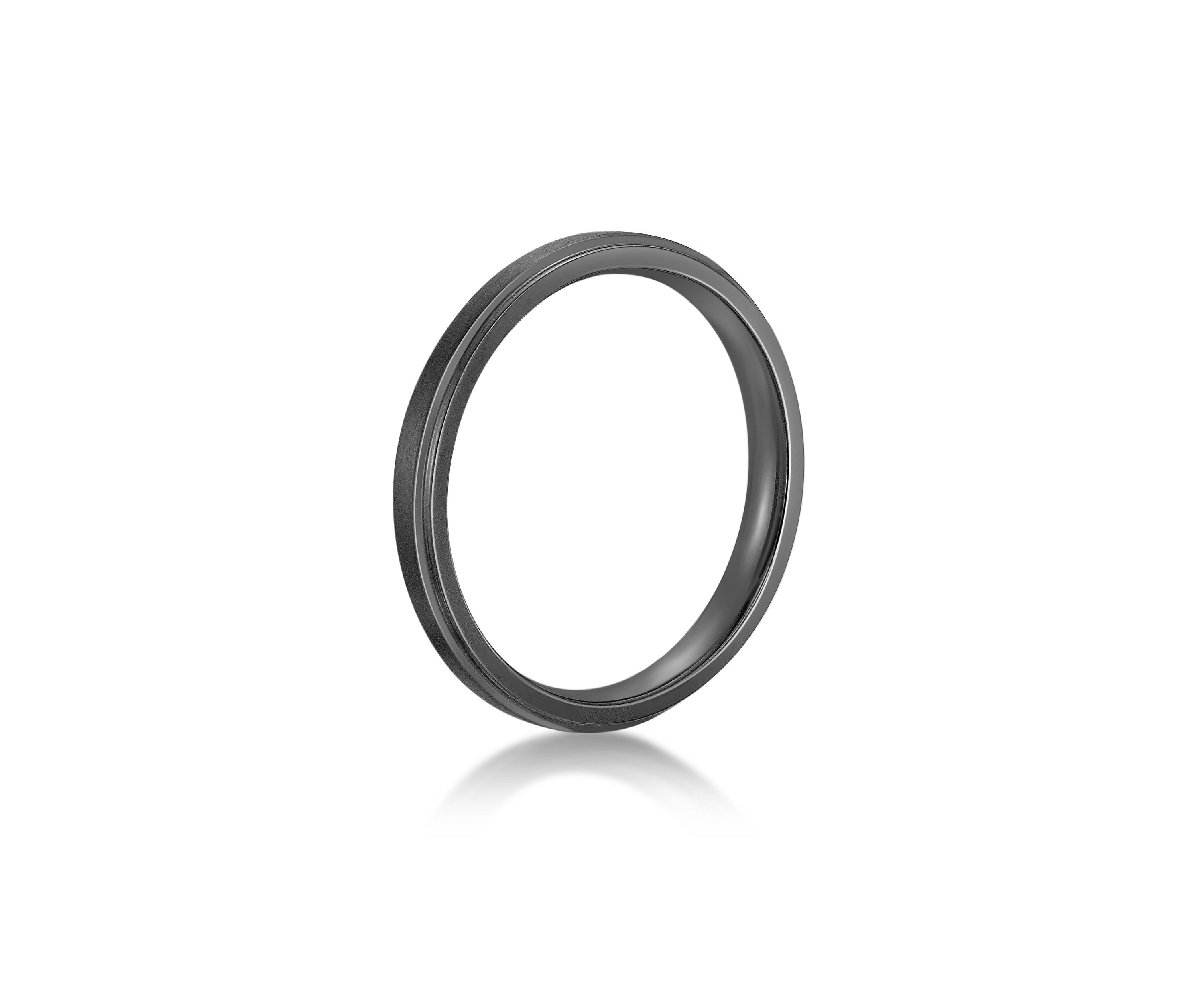 Black Zirconium Flat Edge Ring - 3MM