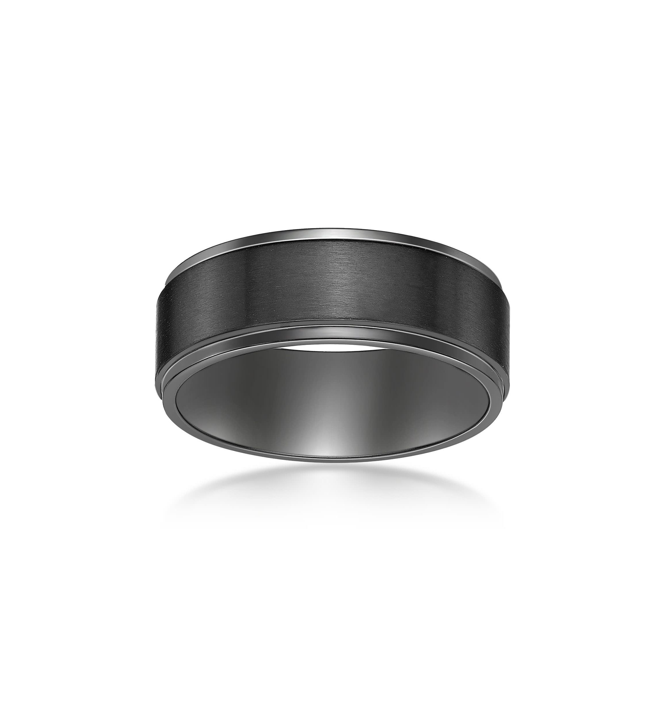 Black Zirconium Flat Edge Ring - 8MM