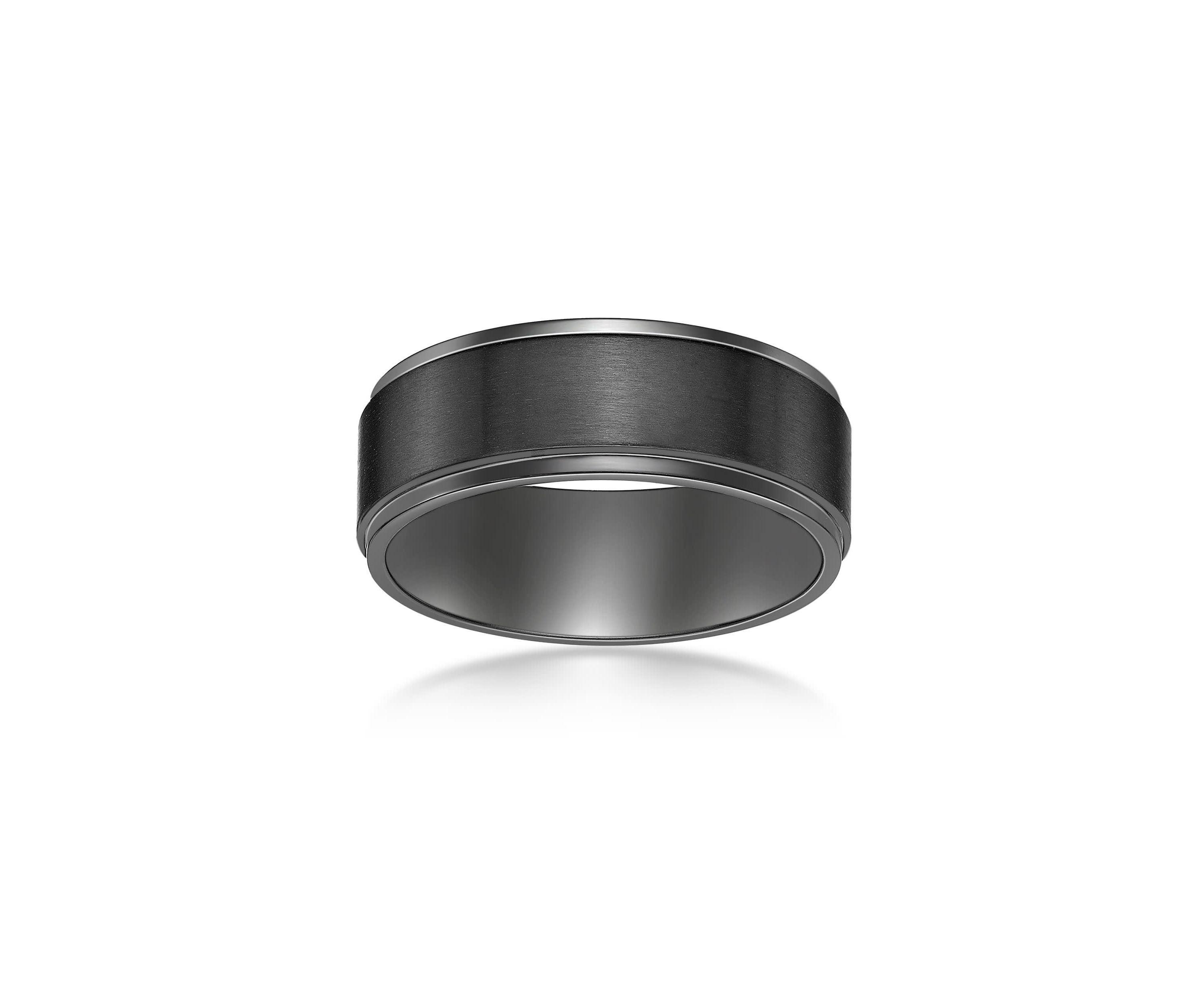 Black Zirconium Flat Edge Ring - 8MM