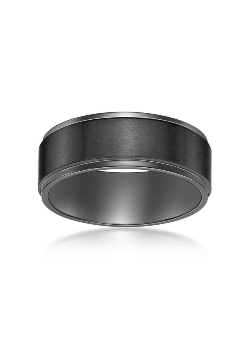 Black Zirconium Flat Edge Ring - 8MM