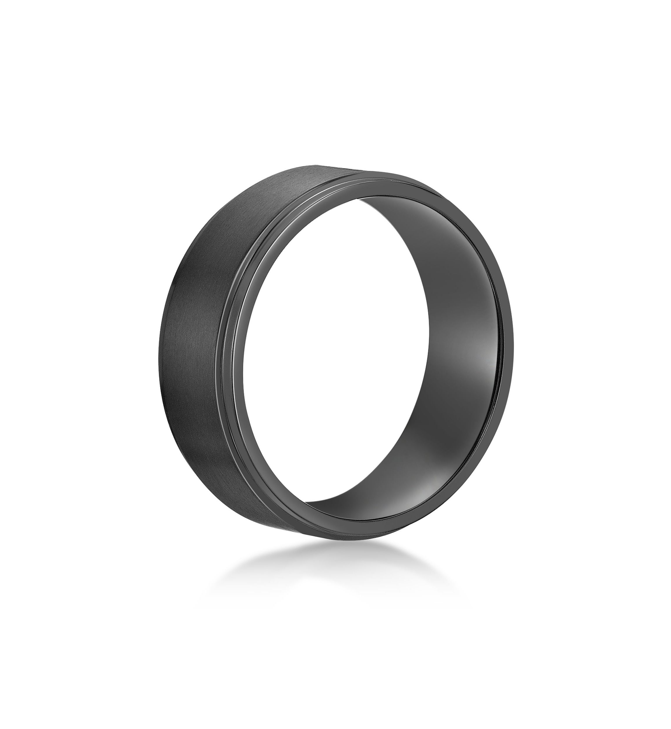 Black Zirconium Flat Edge Ring - 8MM