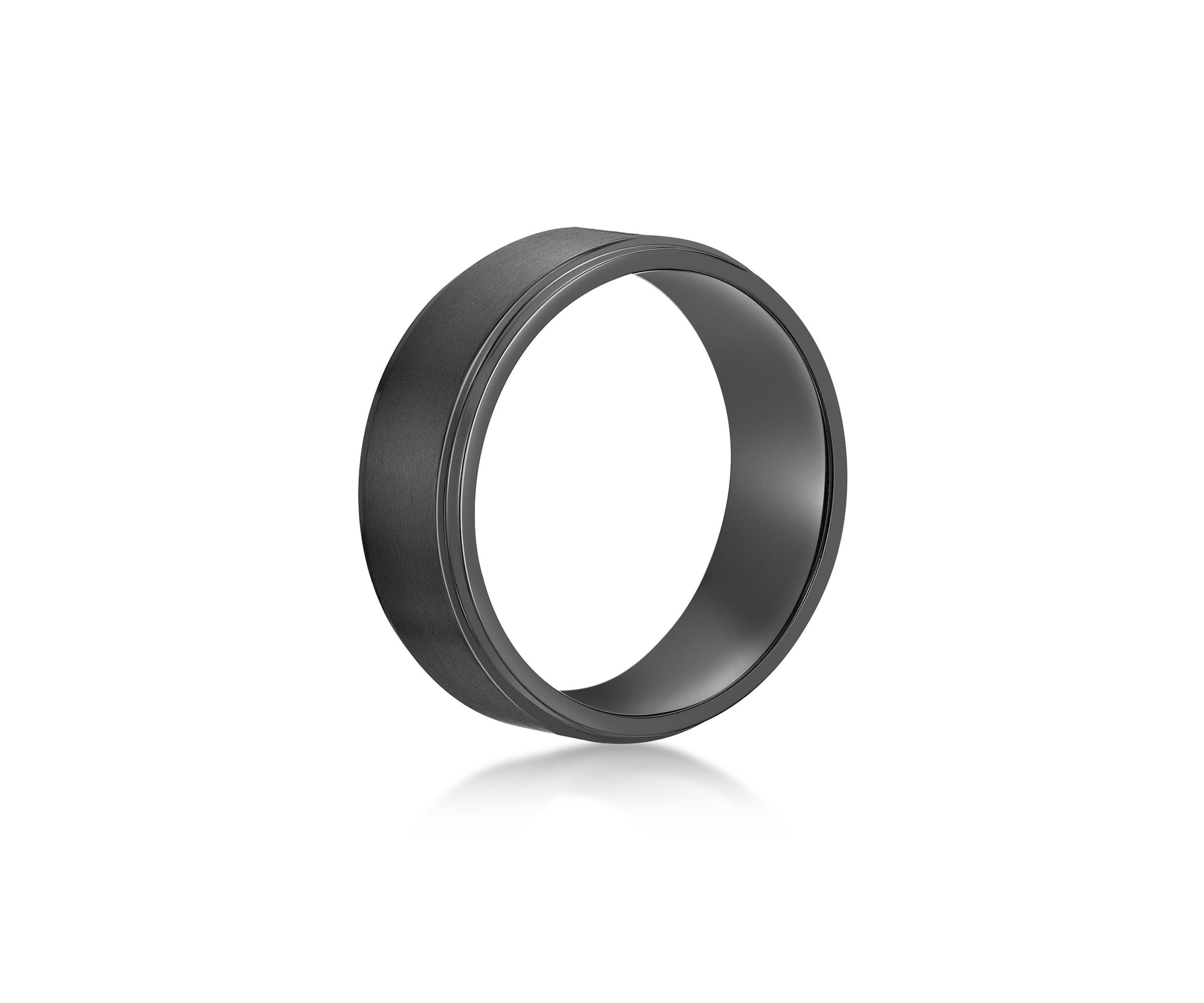 Black Zirconium Flat Edge Ring - 8MM
