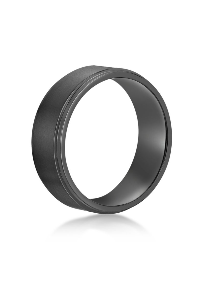 Black Zirconium Flat Edge Ring - 8MM