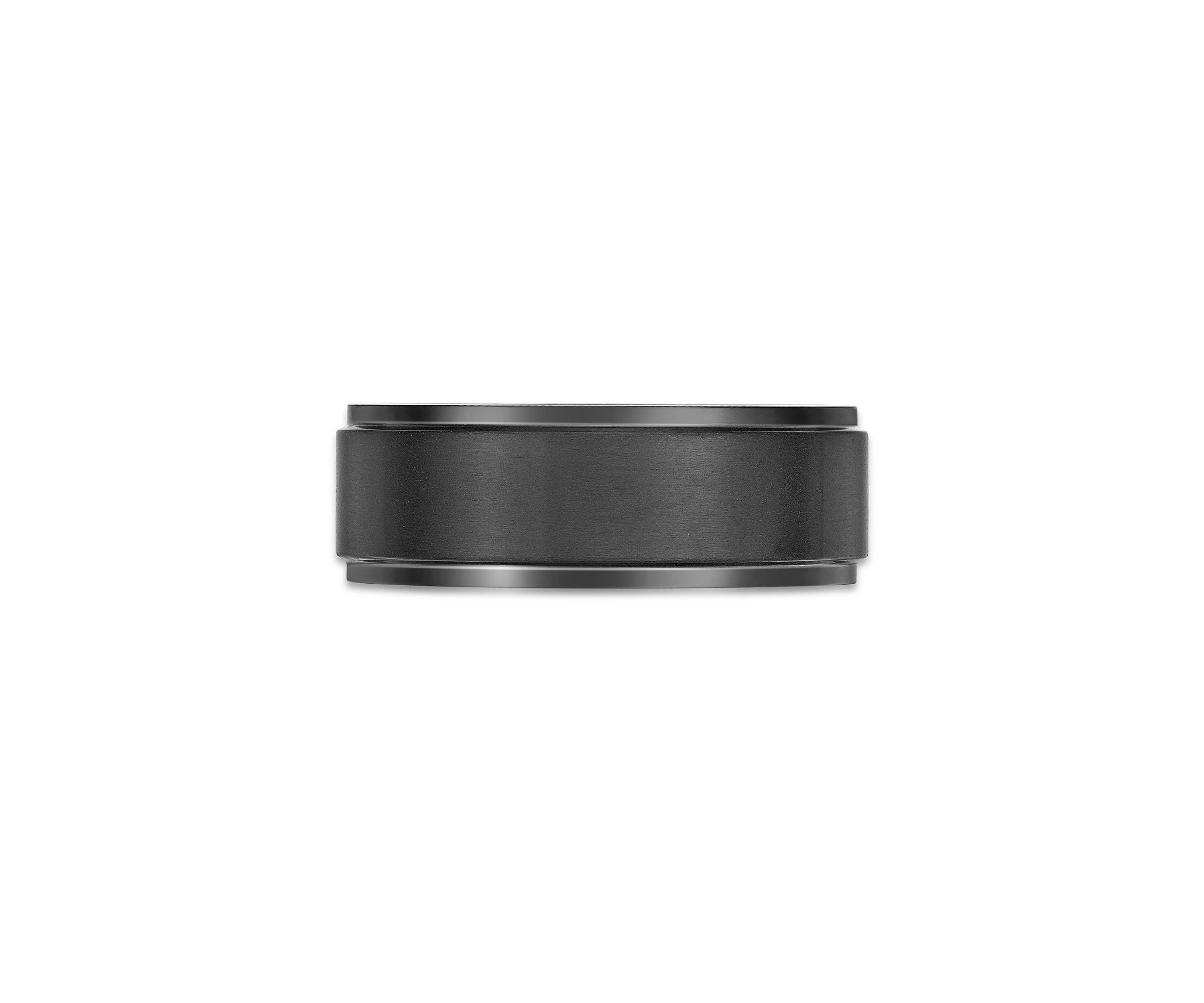 Black Zirconium Flat Edge Ring - 8MM