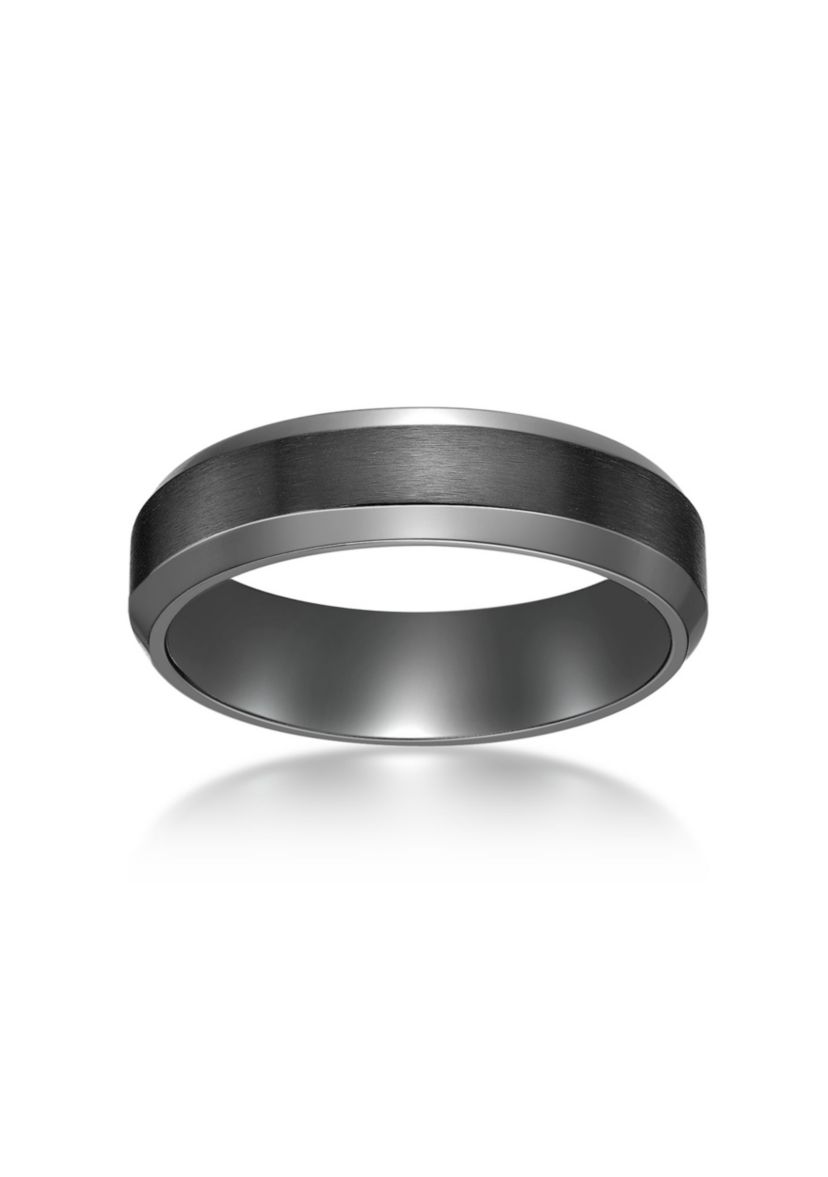 Black Zirconium Beveled Edge Ring - 6 MM