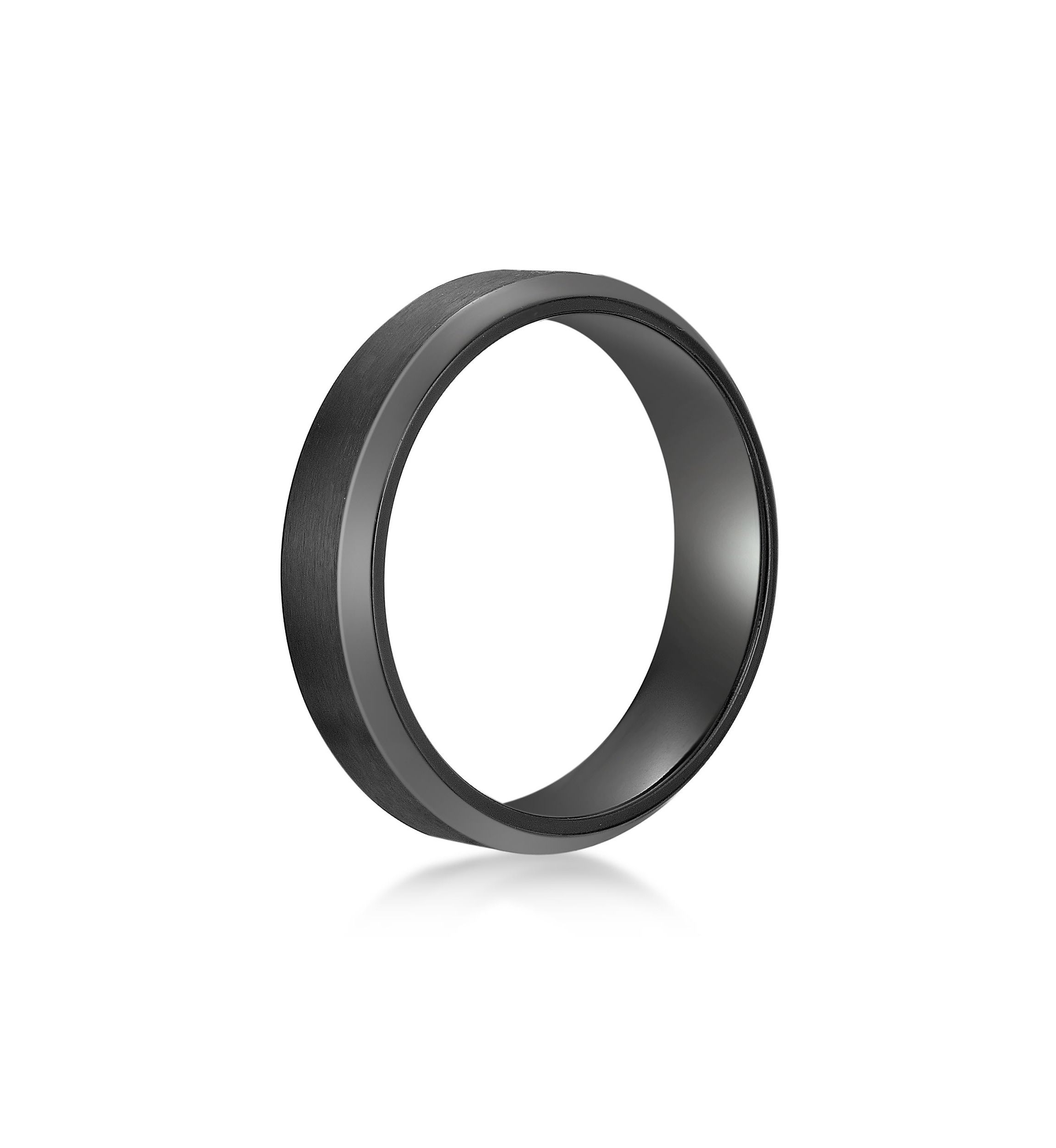 Black Zirconium Beveled Edge Ring - 6 MM