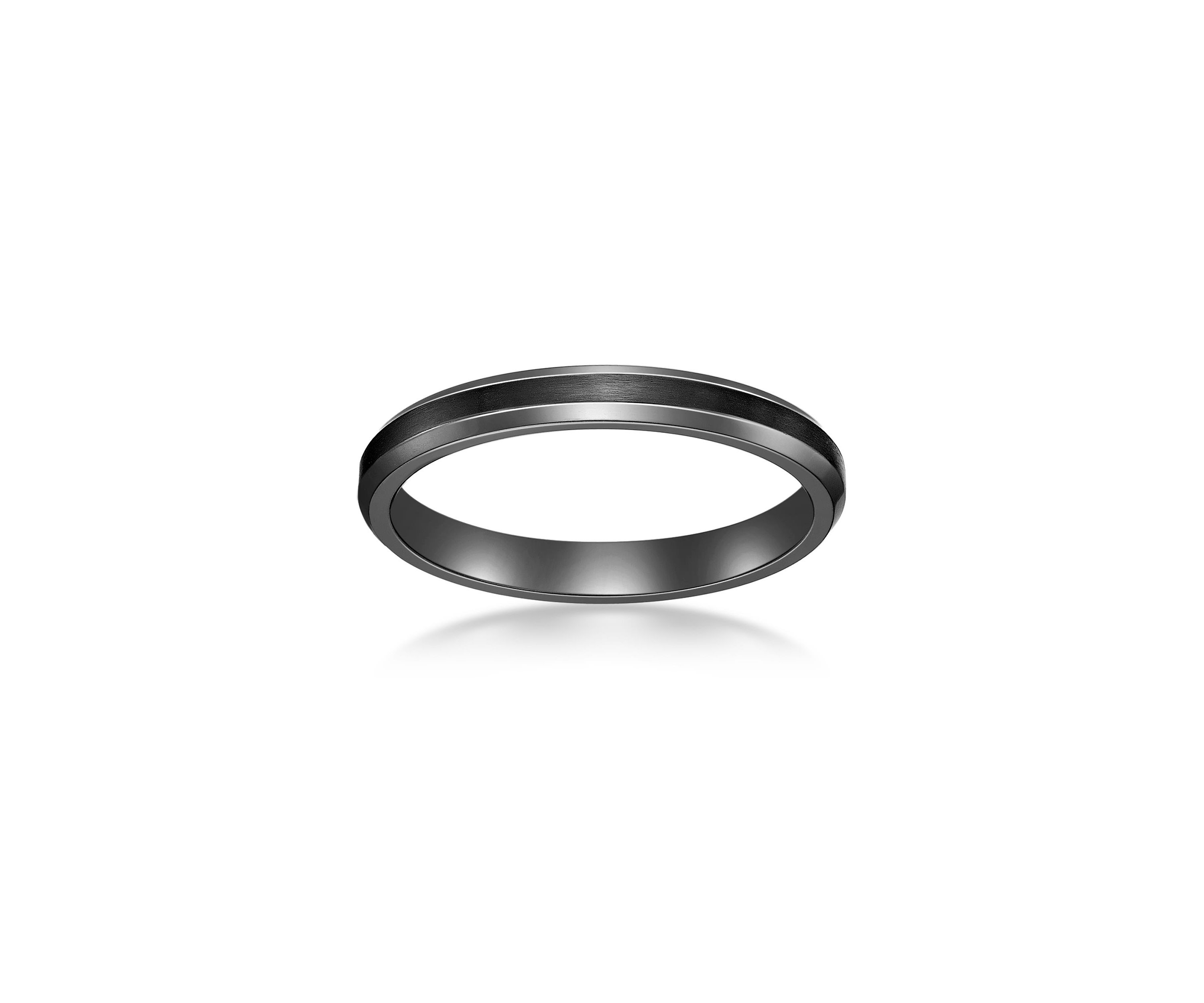Black Zirconium Beveled Edge Ring - 3MM