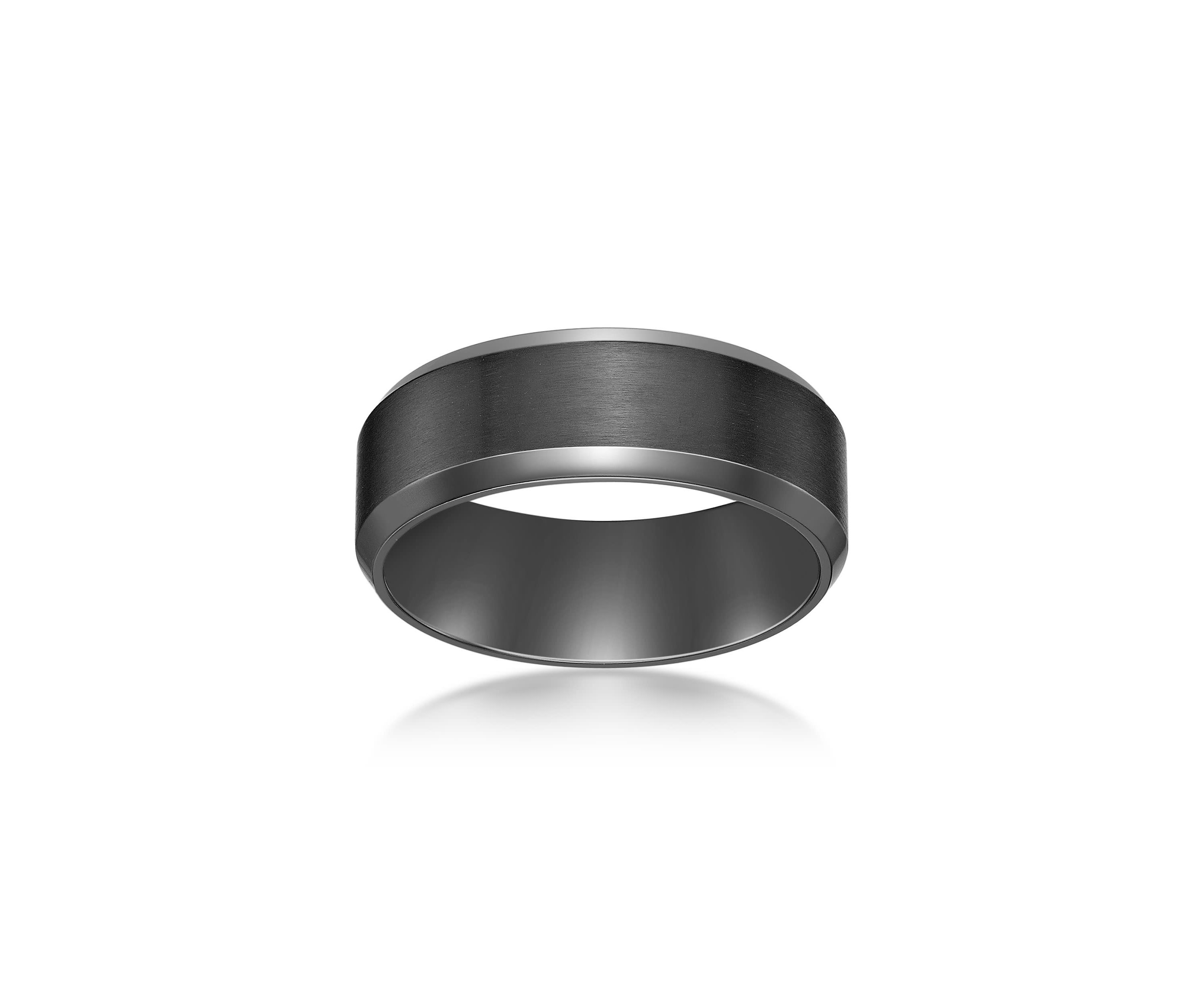 Black Zirconium Beveled Edge Ring - 8MM