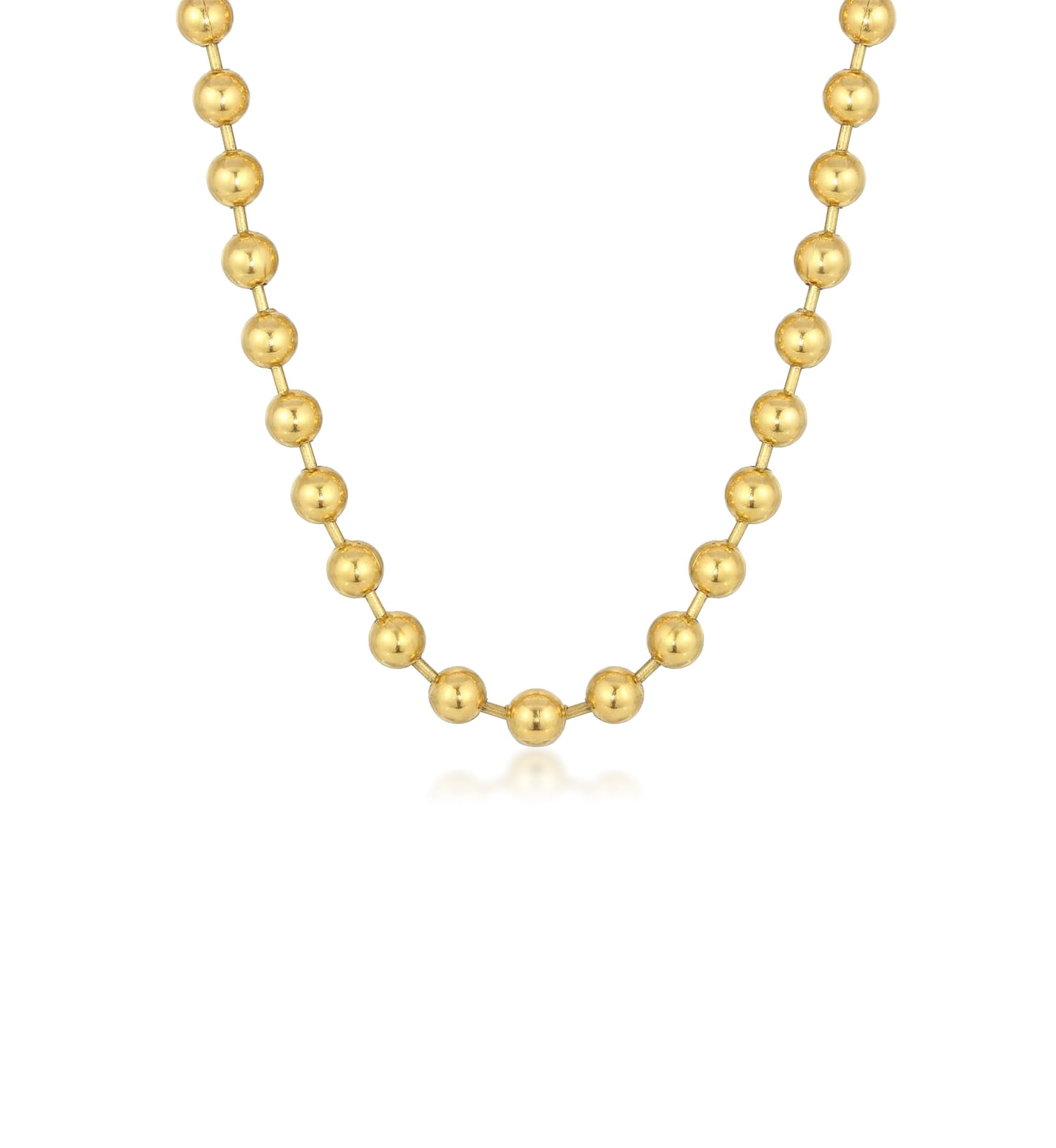Stainless Steel 10MM Bead Chain Necklace with Goldtone IP