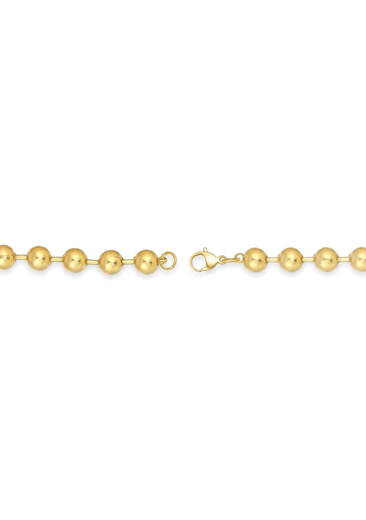 Stainless Steel 10MM Bead Chain Necklace with Goldtone IP