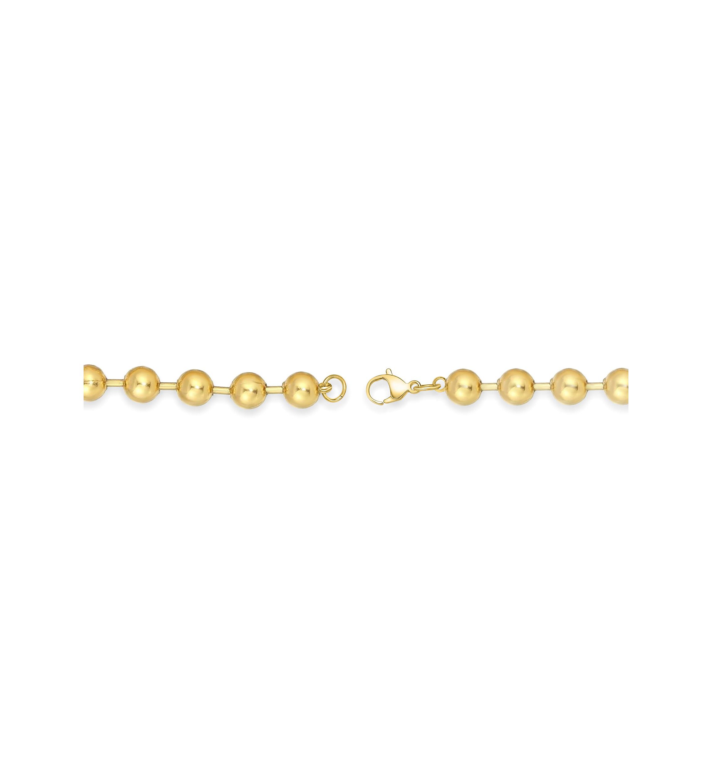 Stainless Steel 10MM Bead Chain Necklace with Goldtone IP