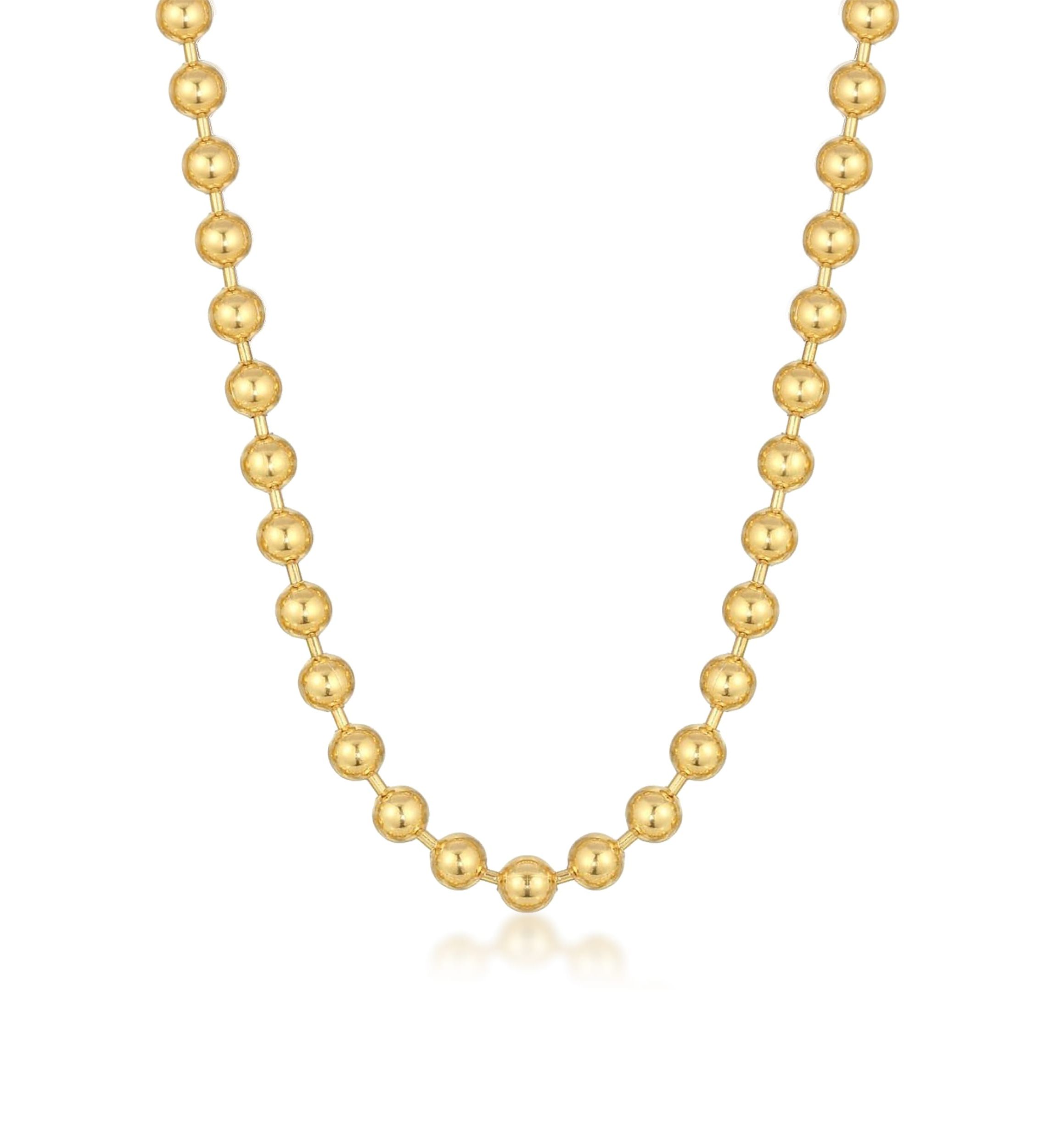Stainless Steel 8MM Bead Chain Necklace with Goldtone IP