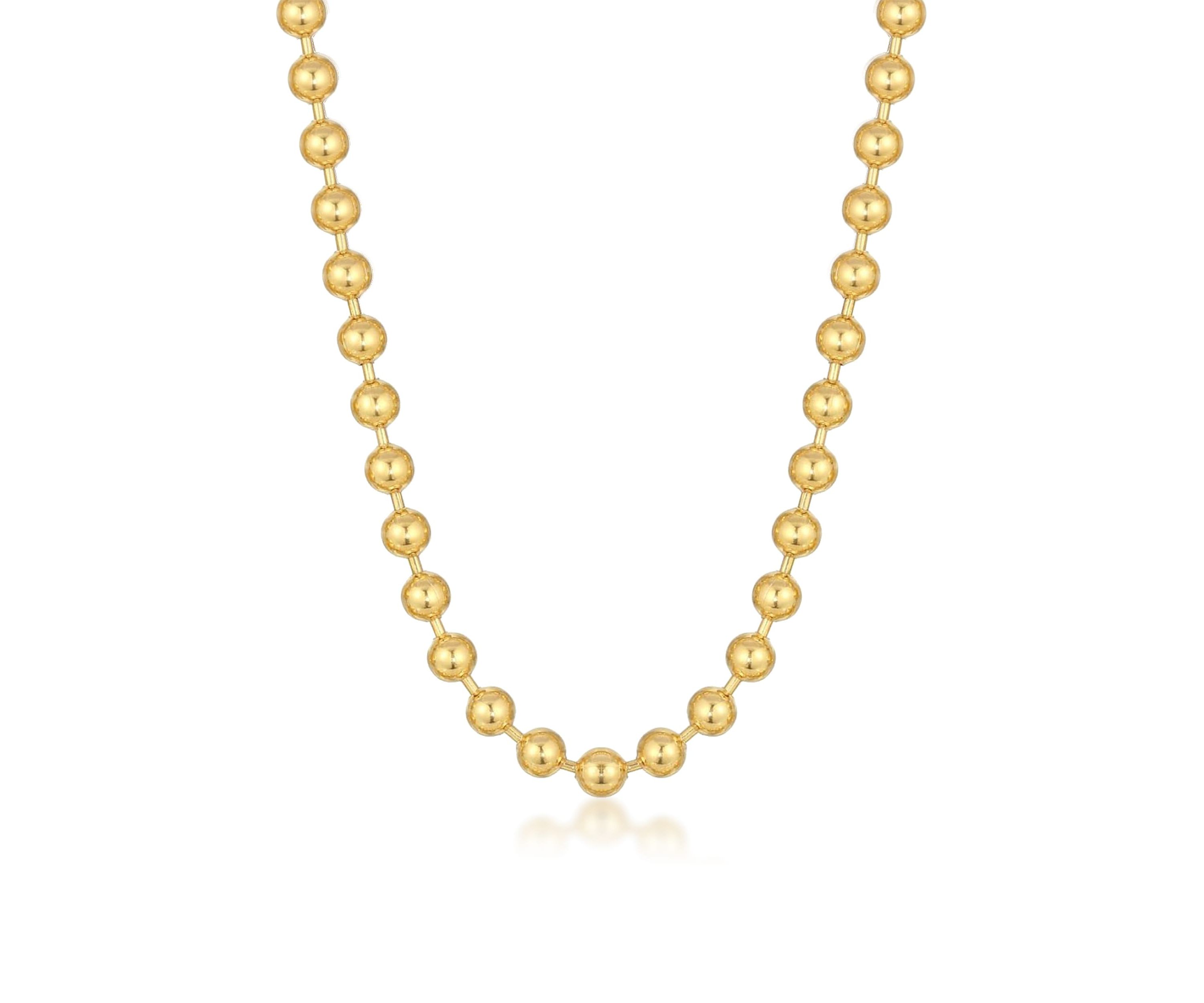 Stainless Steel 8MM Bead Chain Necklace with Goldtone IP