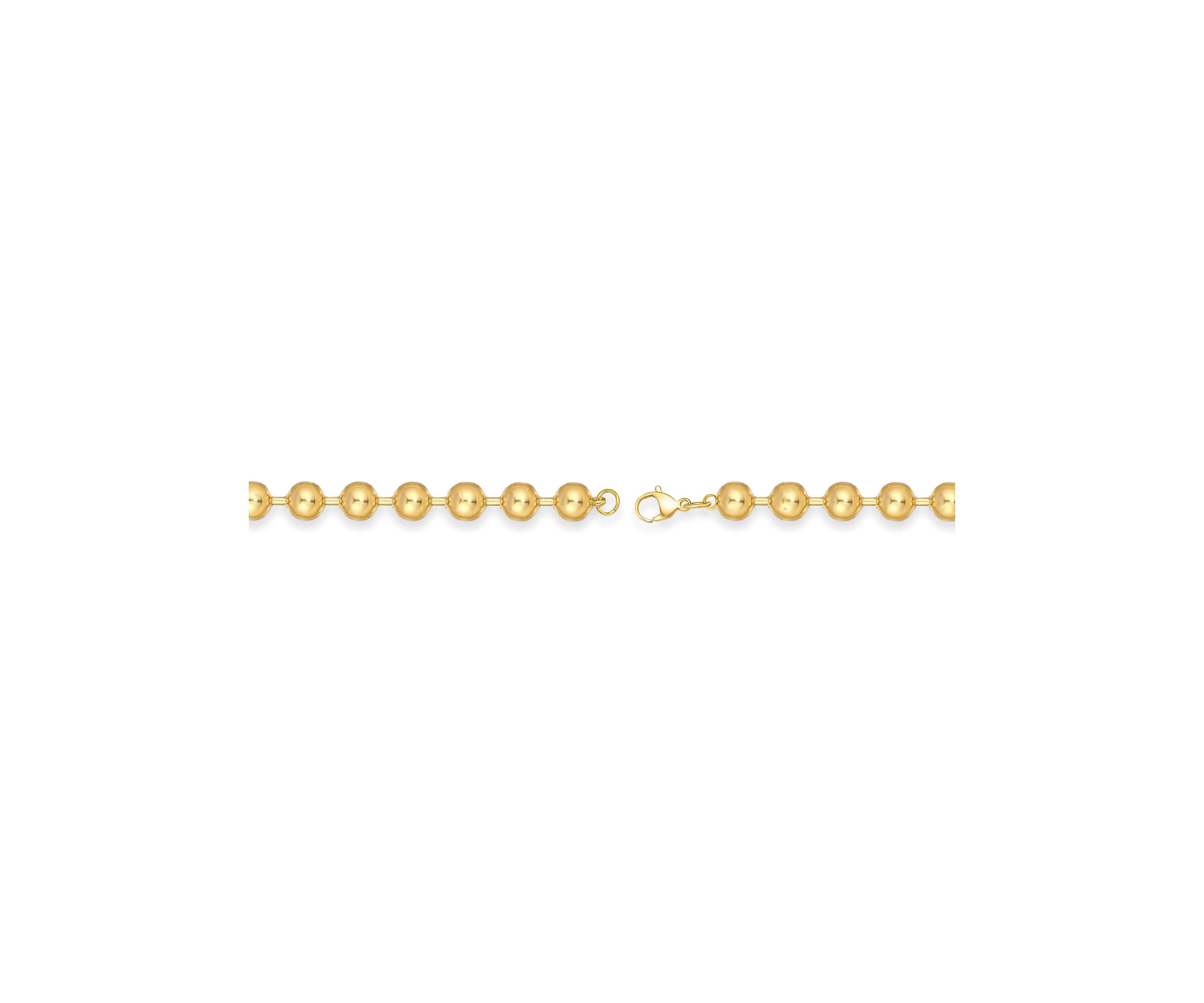 Stainless Steel 8MM Bead Chain Necklace with Goldtone IP