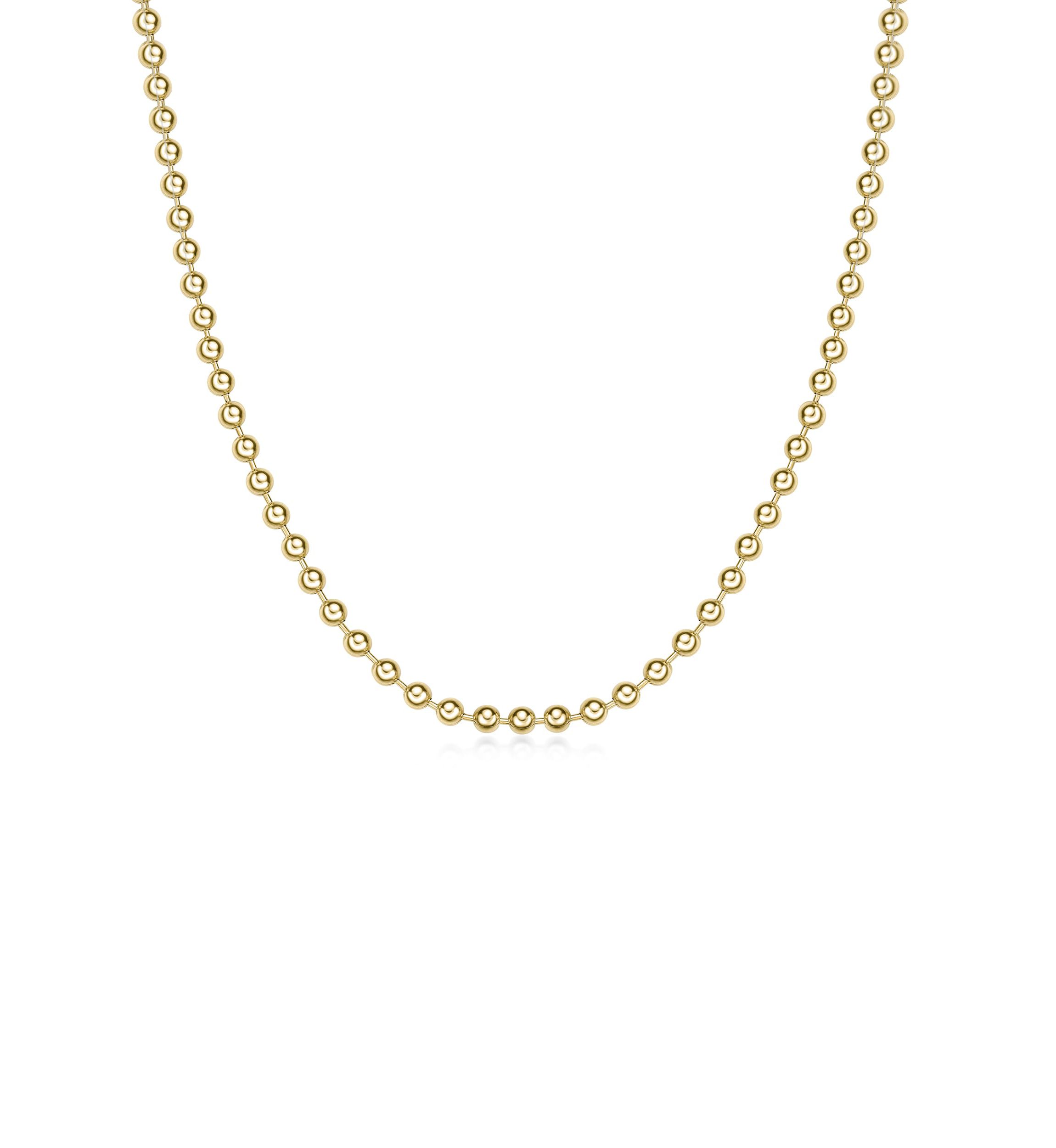 Stainless Steel 6MM Bead Chain Necklace with Goldtone IP