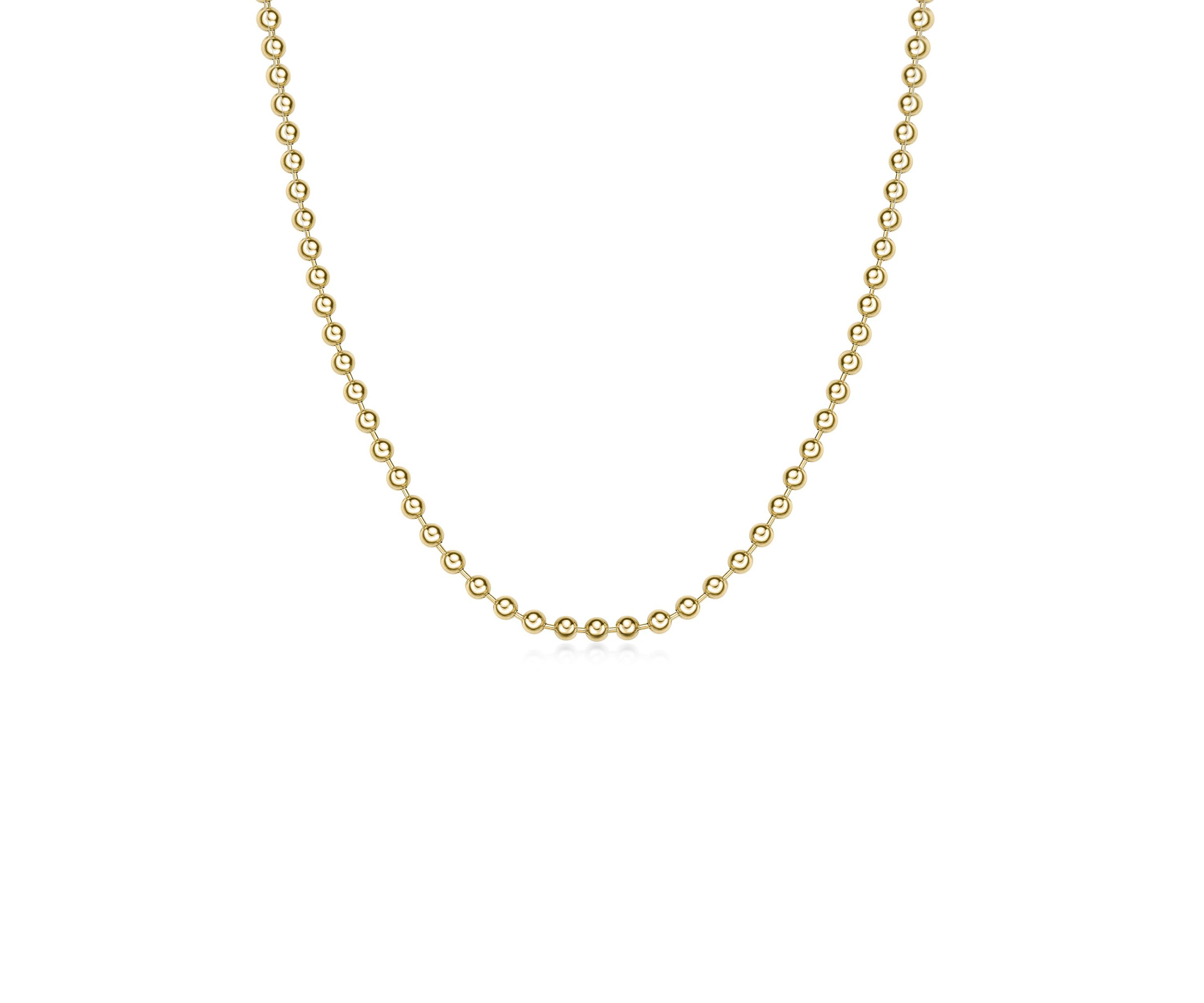Stainless Steel 6MM Bead Chain Necklace with Goldtone IP