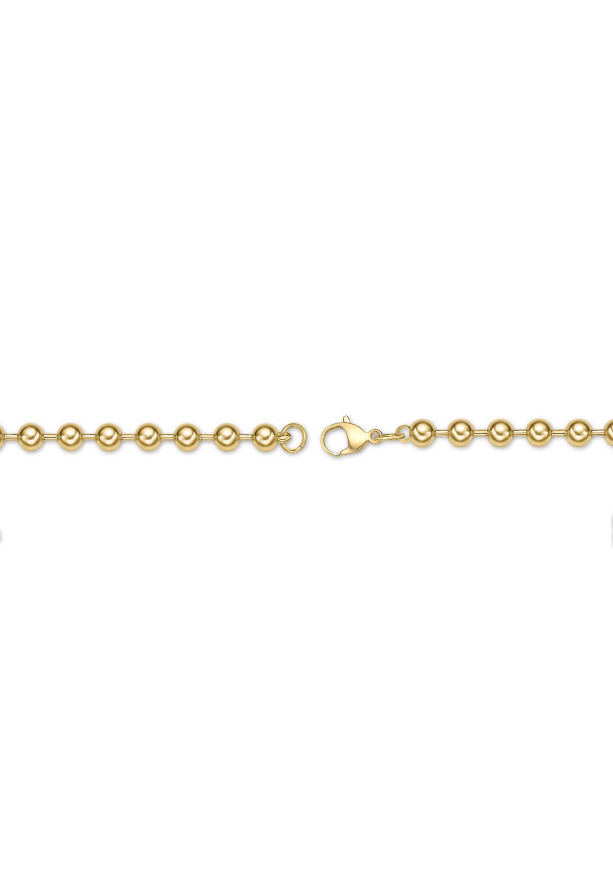 Stainless Steel 6MM Bead Chain Necklace with Goldtone IP