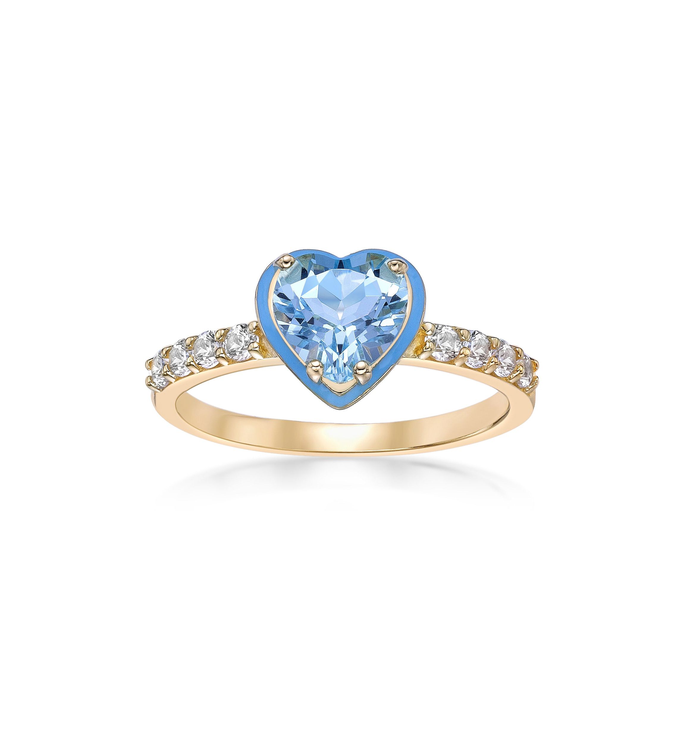 1 5/8 ct. t.w. Blue Topaz Ring in Gold Plated Sterling Silver with Blue Enamel