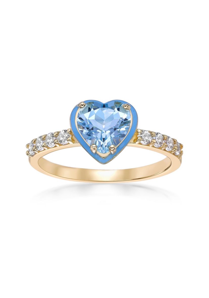 1 5/8 ct. t.w. Blue Topaz Ring in Gold Plated Sterling Silver with Blue Enamel