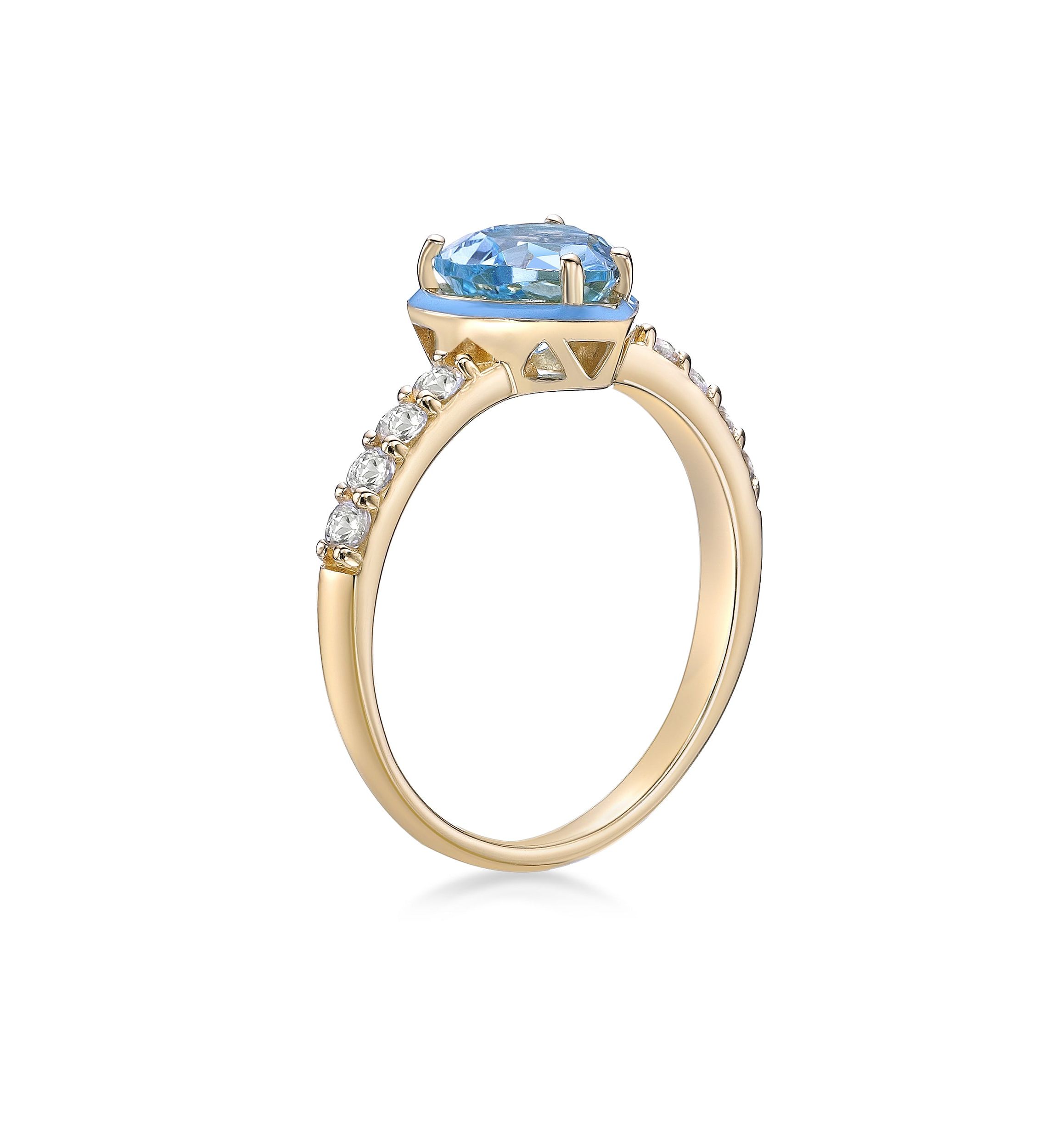 1 5/8 ct. t.w. Blue Topaz Ring in Gold Plated Sterling Silver with Blue Enamel