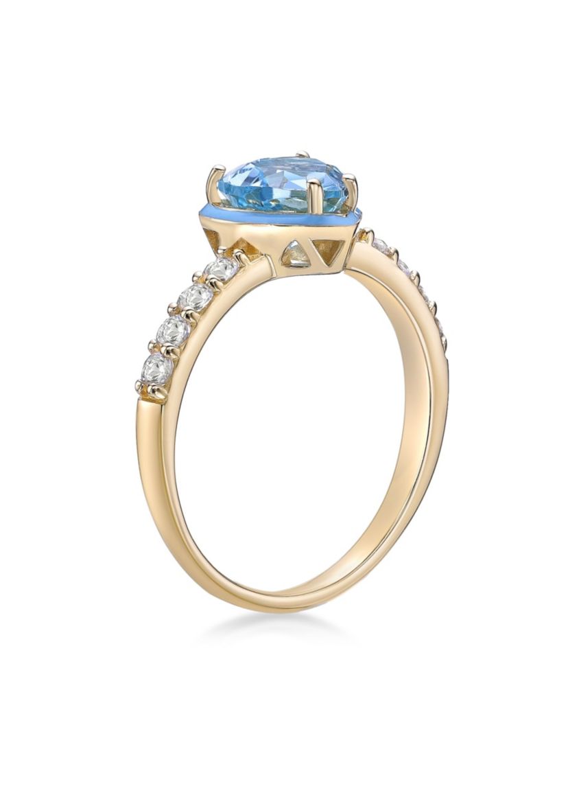 1 5/8 ct. t.w. Blue Topaz Ring in Gold Plated Sterling Silver with Blue Enamel