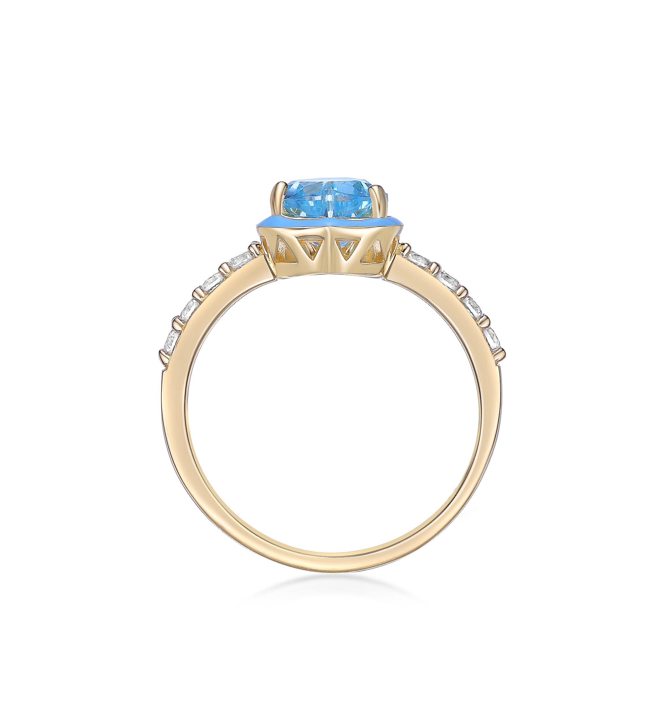 1 5/8 ct. t.w. Blue Topaz Ring in Gold Plated Sterling Silver with Blue Enamel