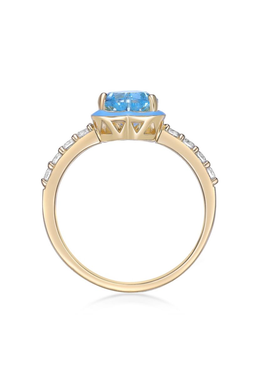 1 5/8 ct. t.w. Blue Topaz Ring in Gold Plated Sterling Silver with Blue Enamel