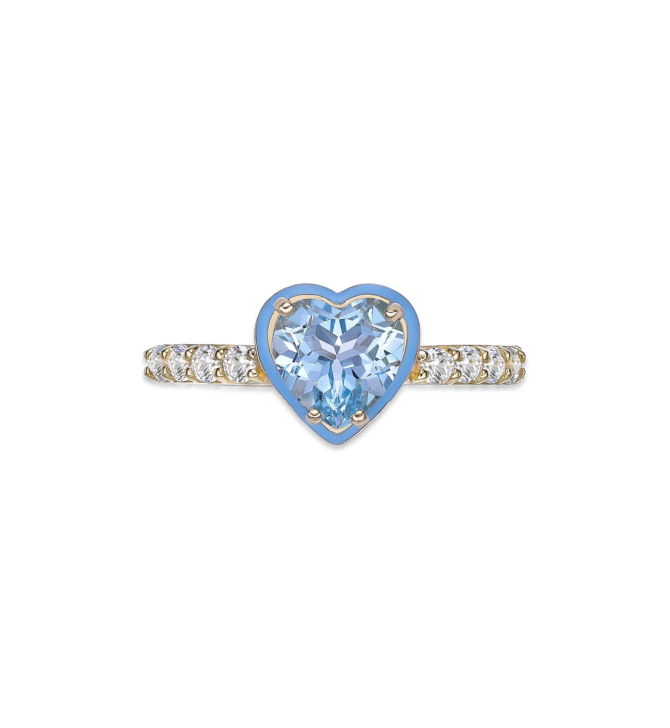 1 5/8 ct. t.w. Blue Topaz Ring in Gold Plated Sterling Silver with Blue Enamel