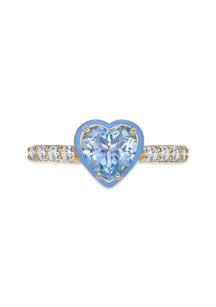 1 5/8 ct. t.w. Blue Topaz Ring in Gold Plated Sterling Silver with Blue Enamel