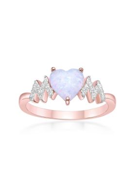 Gemminded Lab Created 1 ct. t.w. Created Opal and Created White Sapphire Ring in Rose Gold Plated Sterling Silver