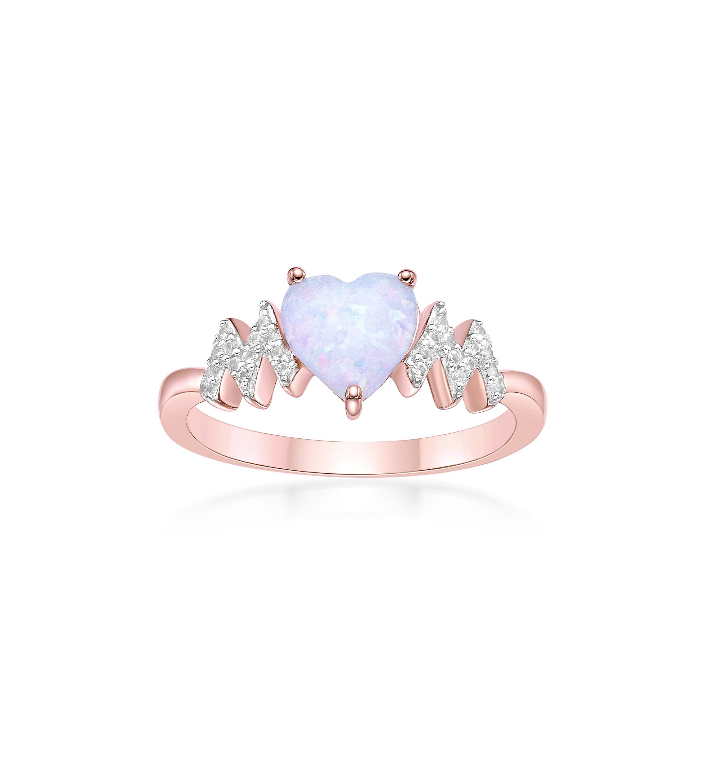 Lab Created 1 ct. t.w. Created Opal and Created White Sapphire Ring in Rose Gold Plated Sterling Silver