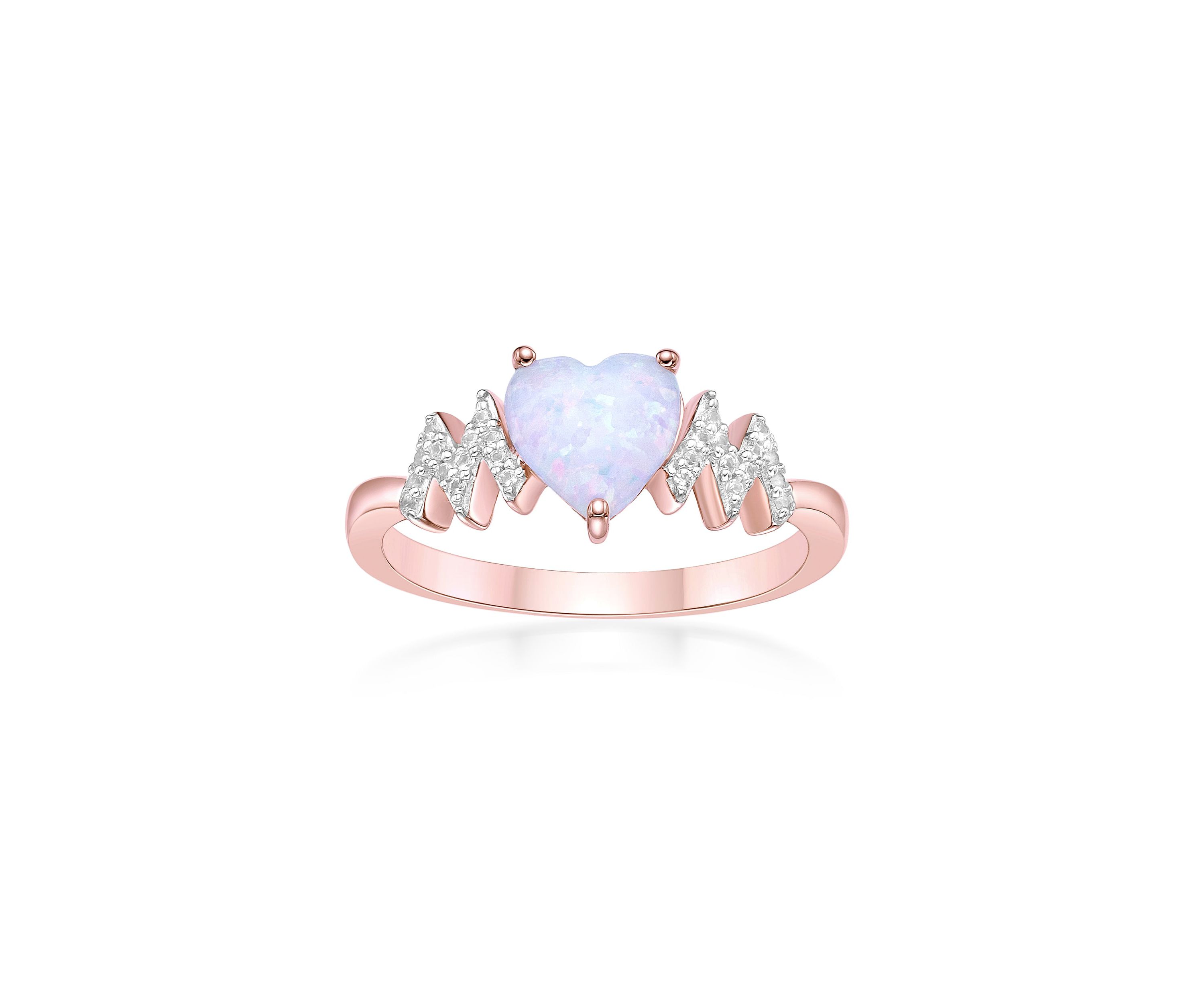 Lab Created 1 ct. t.w. Created Opal and Created White Sapphire Ring in Rose Gold Plated Sterling Silver