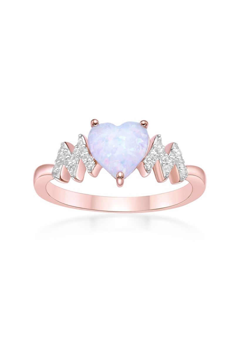 Lab Created 1 ct. t.w. Created Opal and Created White Sapphire Ring in Rose Gold Plated Sterling Silver