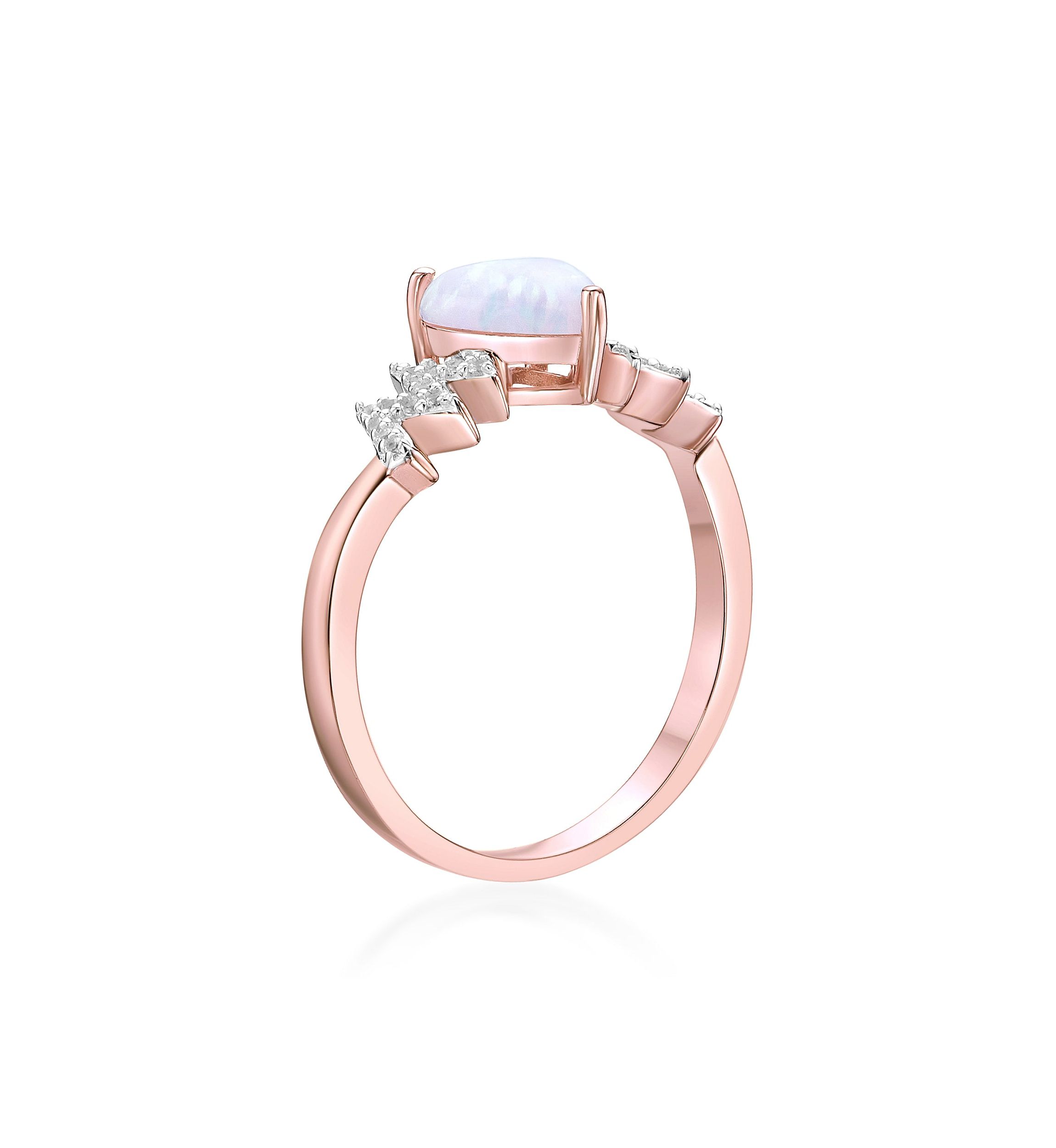Lab Created 1 ct. t.w. Created Opal and Created White Sapphire Ring in Rose Gold Plated Sterling Silver