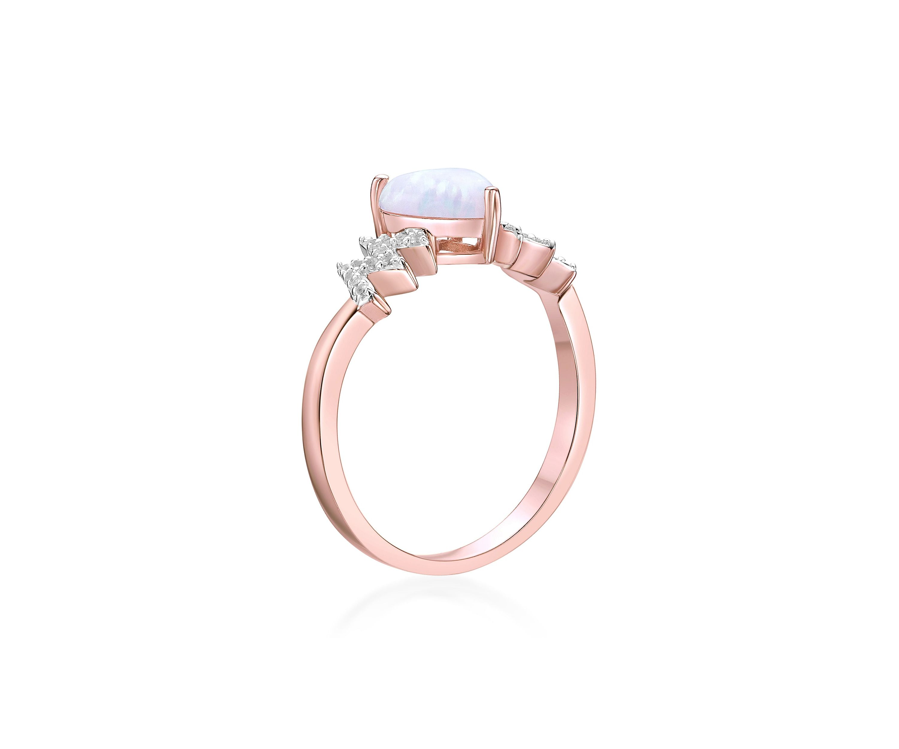 Lab Created 1 ct. t.w. Created Opal and Created White Sapphire Ring in Rose Gold Plated Sterling Silver