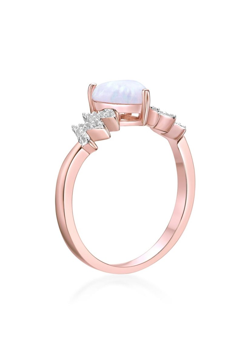 Lab Created 1 ct. t.w. Created Opal and Created White Sapphire Ring in Rose Gold Plated Sterling Silver