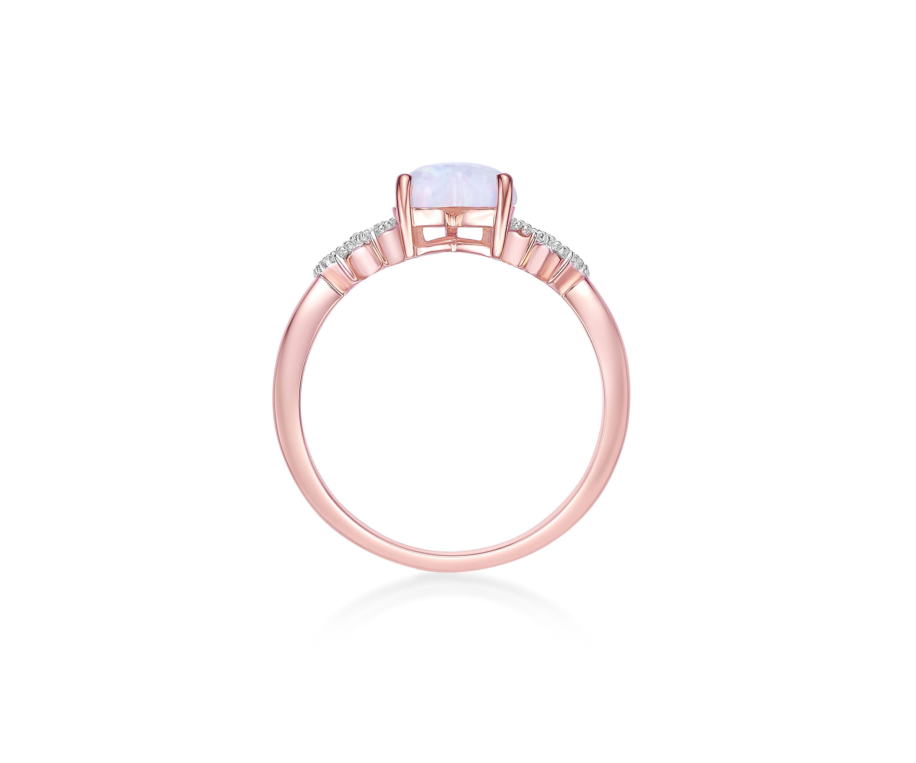 Lab Created 1 ct. t.w. Created Opal and Created White Sapphire Ring in Rose Gold Plated Sterling Silver