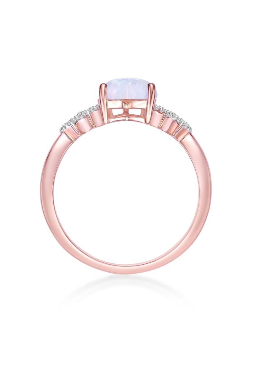 Lab Created 1 ct. t.w. Created Opal and Created White Sapphire Ring in Rose Gold Plated Sterling Silver