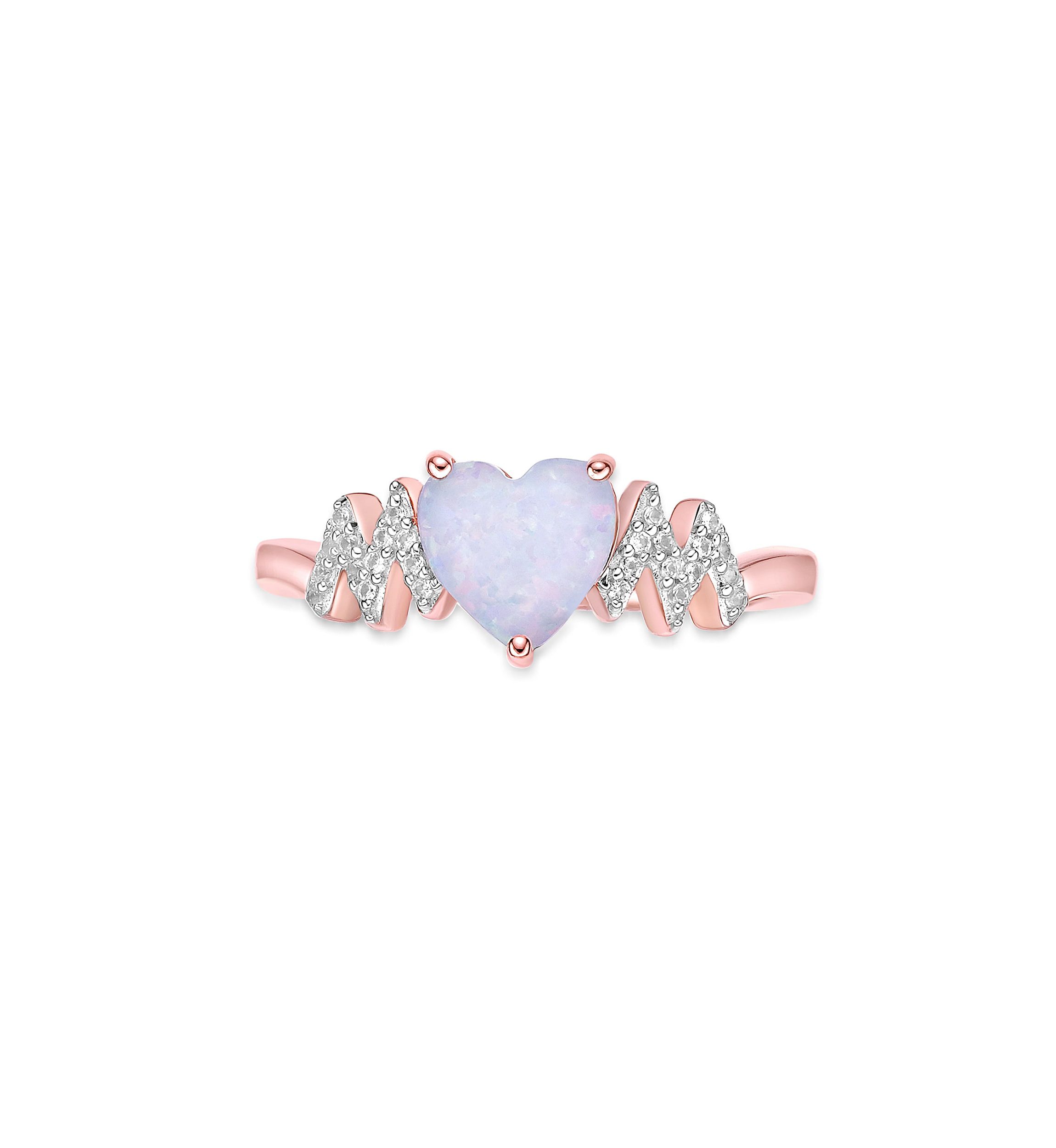 Lab Created 1 ct. t.w. Created Opal and Created White Sapphire Ring in Rose Gold Plated Sterling Silver