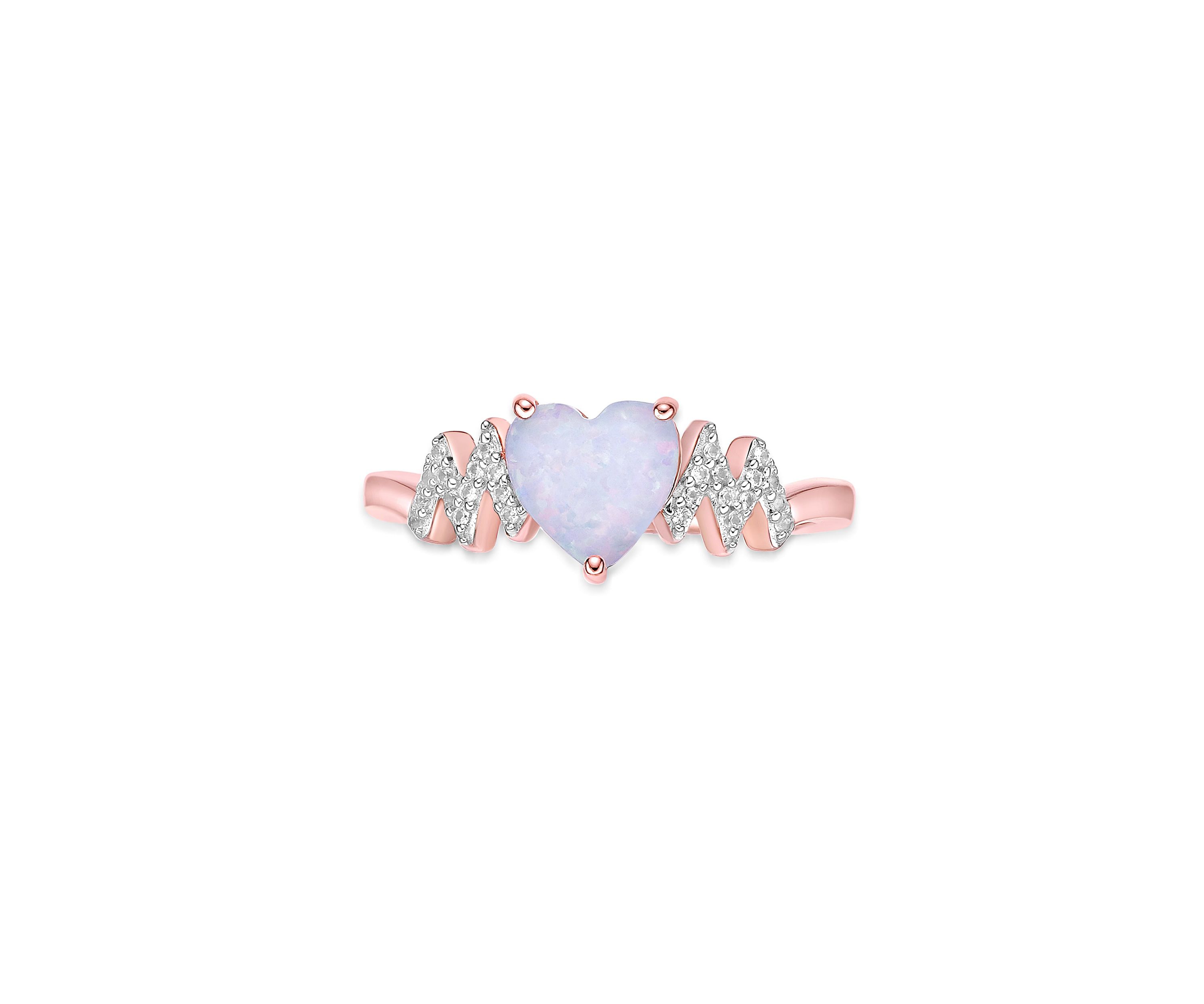 Lab Created 1 ct. t.w. Created Opal and Created White Sapphire Ring in Rose Gold Plated Sterling Silver