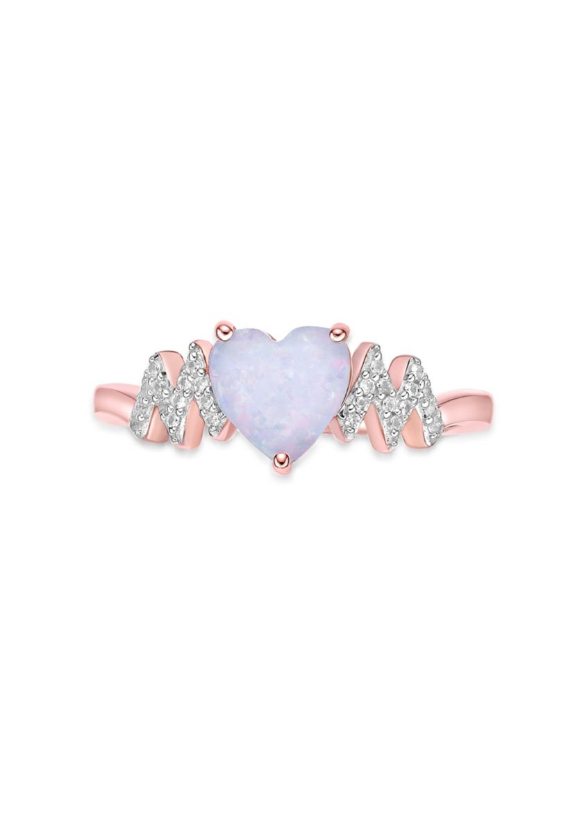 Lab Created 1 ct. t.w. Created Opal and Created White Sapphire Ring in Rose Gold Plated Sterling Silver