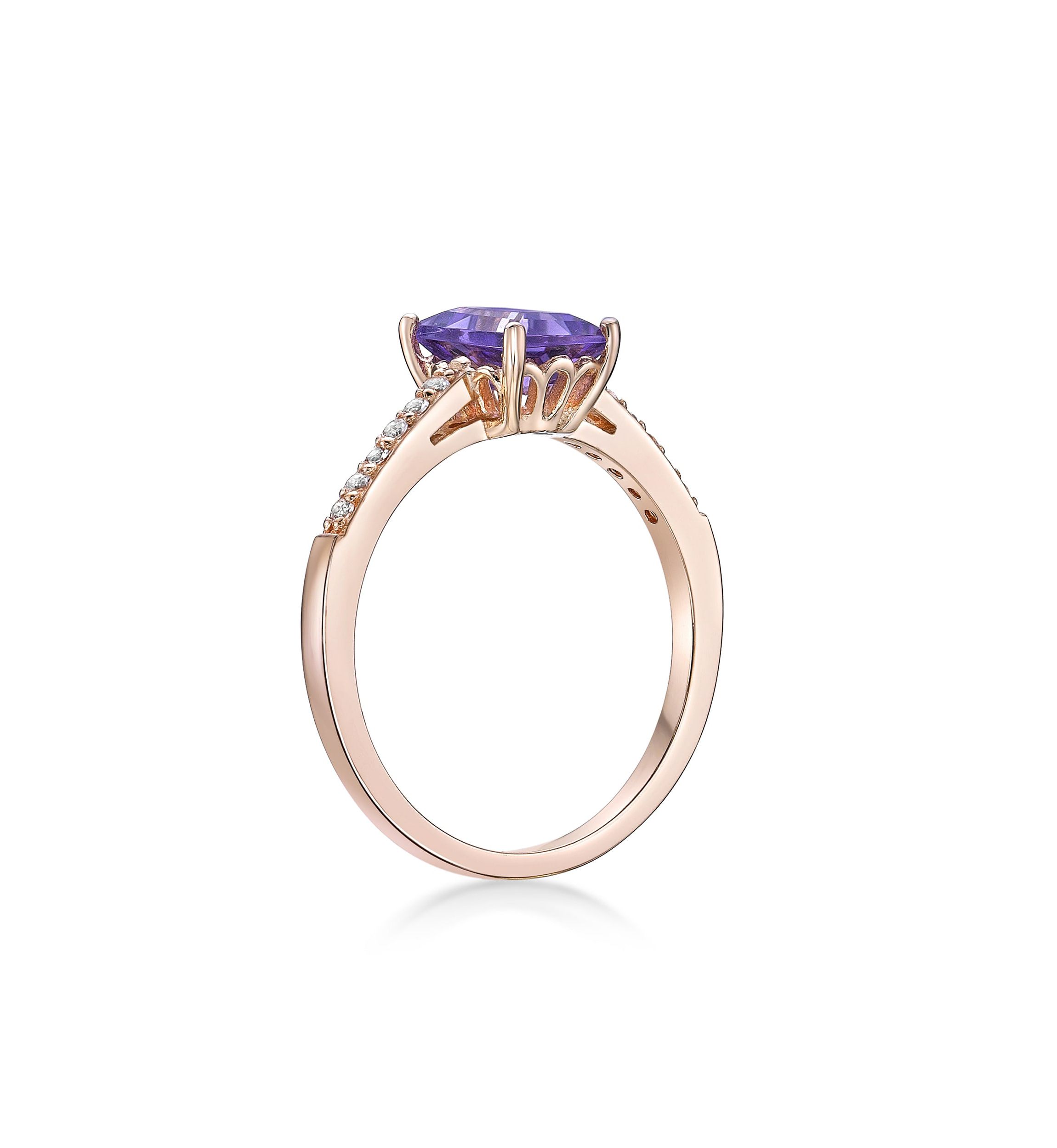 Amethyst and White Topaz Ring in Rose Gold Plated Sterling Silver