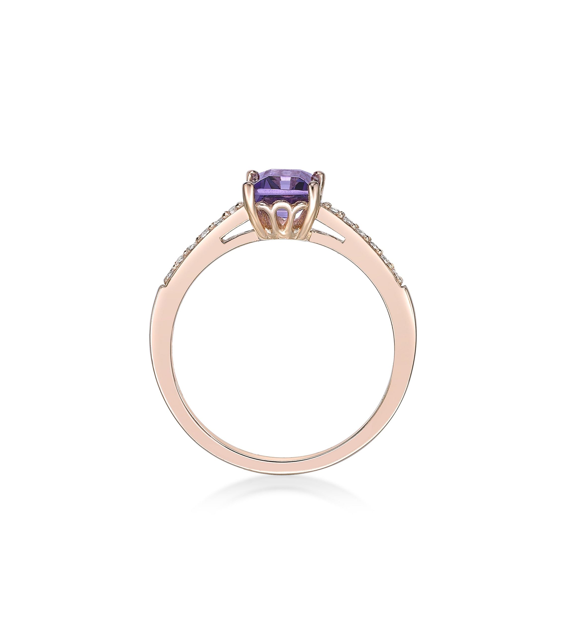 Amethyst and White Topaz Ring in Rose Gold Plated Sterling Silver