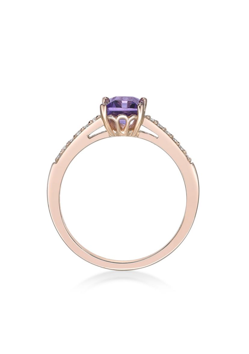Amethyst and White Topaz Ring in Rose Gold Plated Sterling Silver