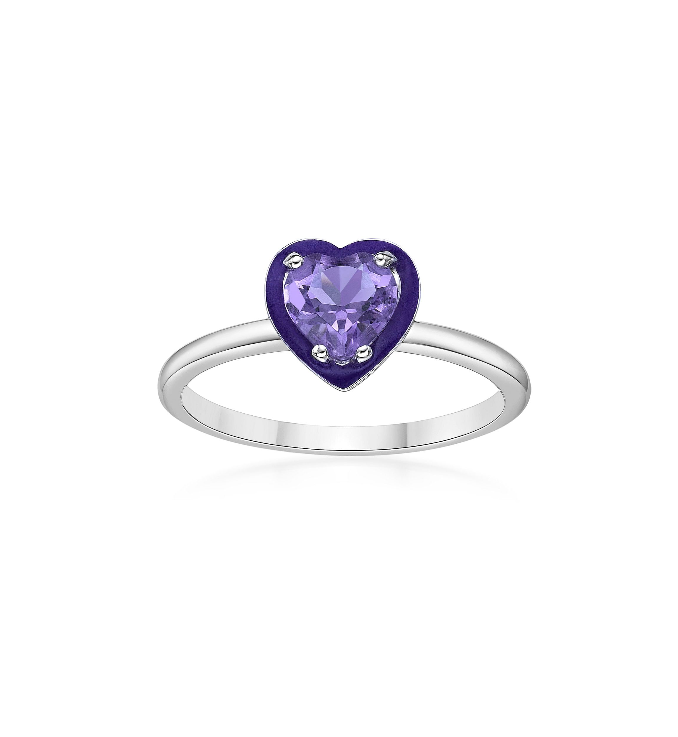 3/4 ct. t.w. Amethyst Ring in Sterling Silver with Purple Enamel