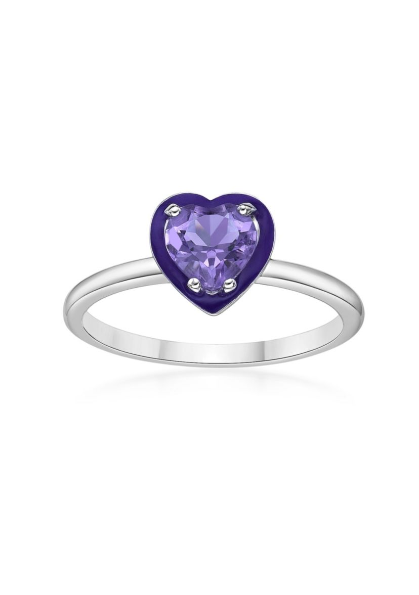 3/4 ct. t.w. Amethyst Ring in Sterling Silver with Purple Enamel