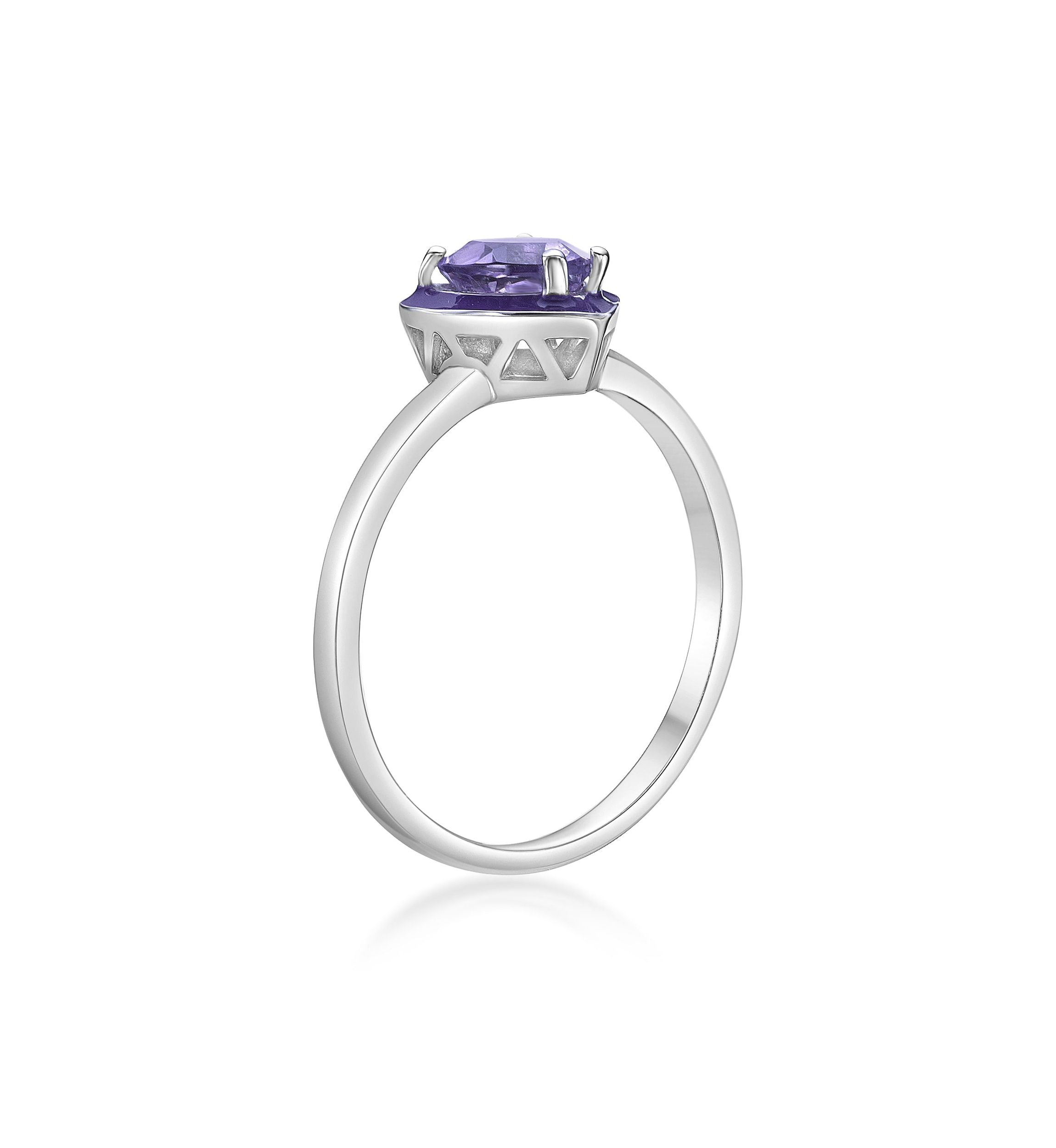 3/4 ct. t.w. Amethyst Ring in Sterling Silver with Purple Enamel